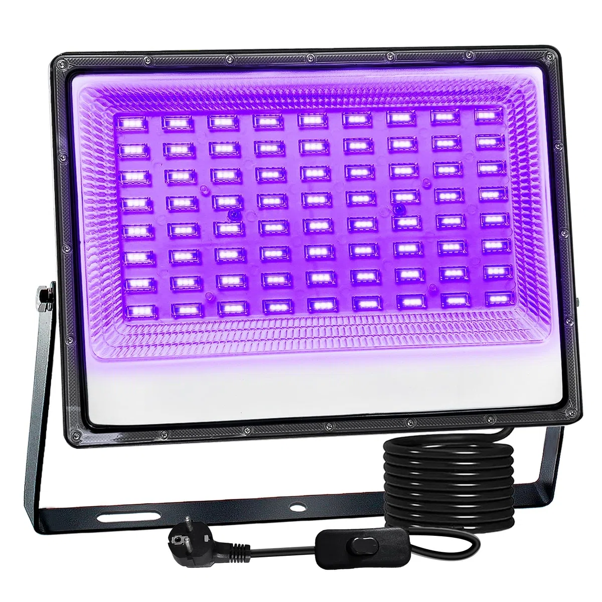 UV Schwarzlicht Strahler 200W, LED Schwarzlichtlampe IP66 Wasserdicht UV Fluter mit Stecker, Flutlicht für Glow Party, Blacklight Party, Bar, Disco