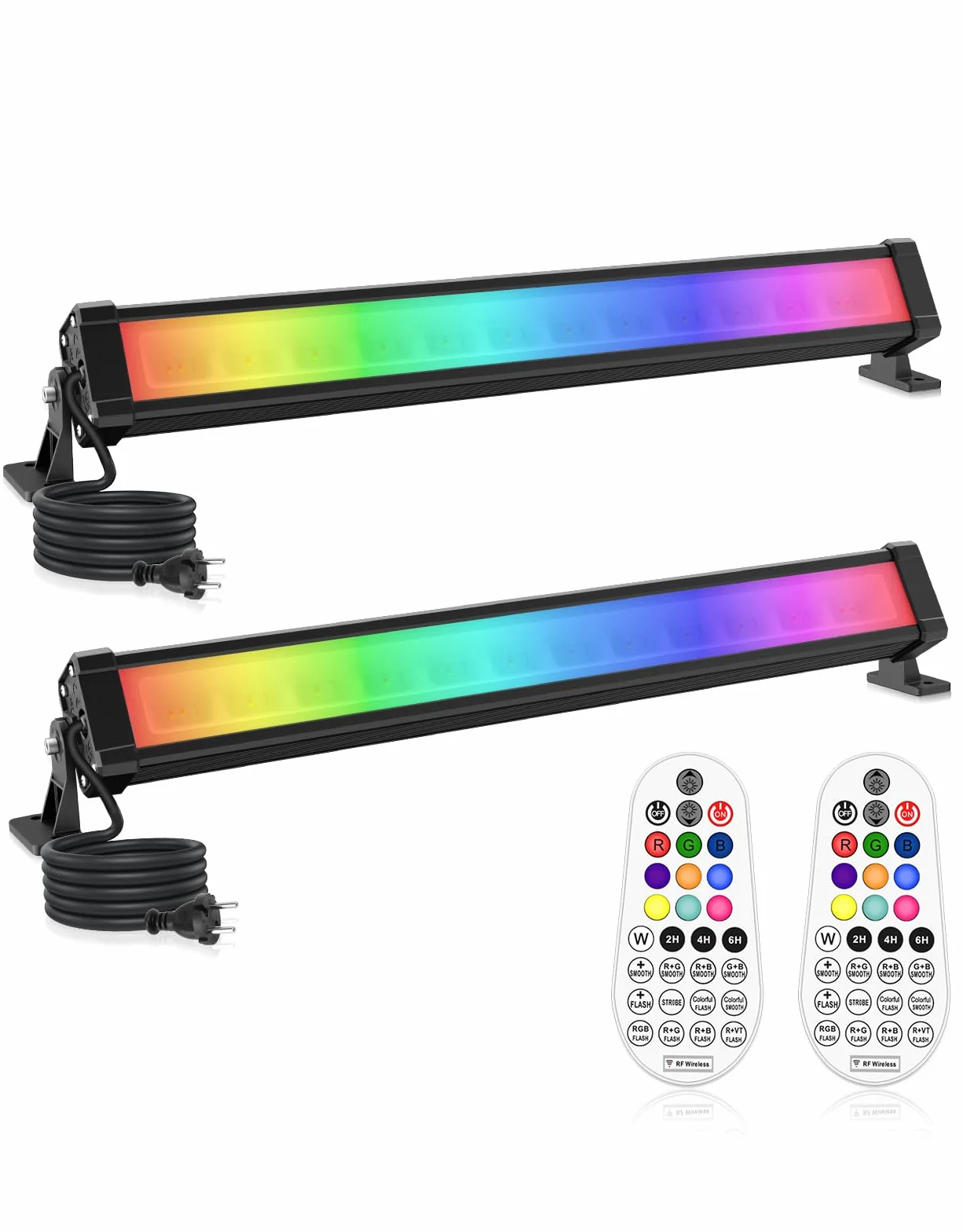 RGB LED Strahler, CLY 25W RGB Wallwasher Licht Mit Fernbedienung LED Bar IP66 Wasserdicht Dimmbar Flutlicht 6 Helligkeit Memoryfunktion Timer Lightbar Für DJ Disco Halloween Party Garten Weihnachten