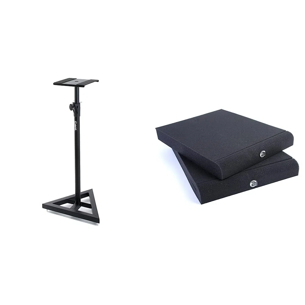 Unbekannt Hall Stands SKDB039 höhenverstellbarer Studio Monitor Ständer schwarz pulverbeschichtet & Stands PAD ECO 2 - Absorberplatte für Studio Monitor 265 x 330 mm, schwarz