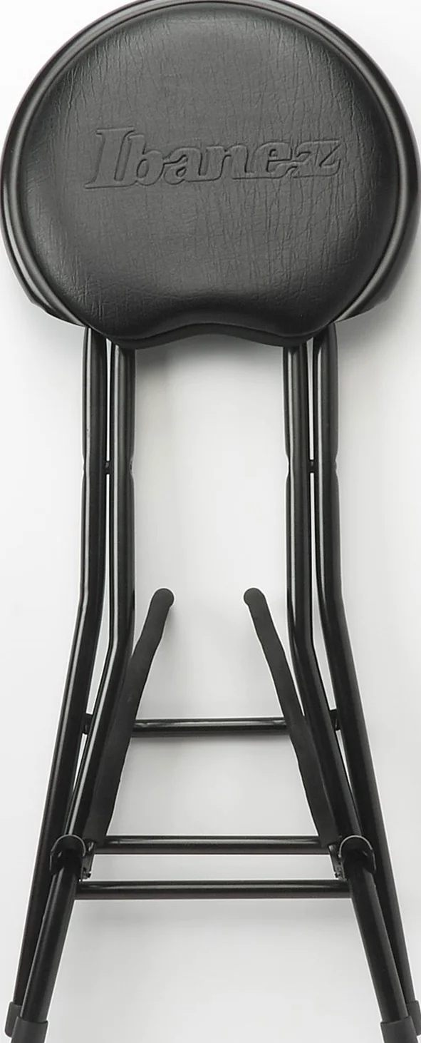 IBANEZ Gitarristen Hocker - mit ausklappbarem Gitarrenständer (IMC50FS), Schwarz, 86cm x 33cm x 13cm