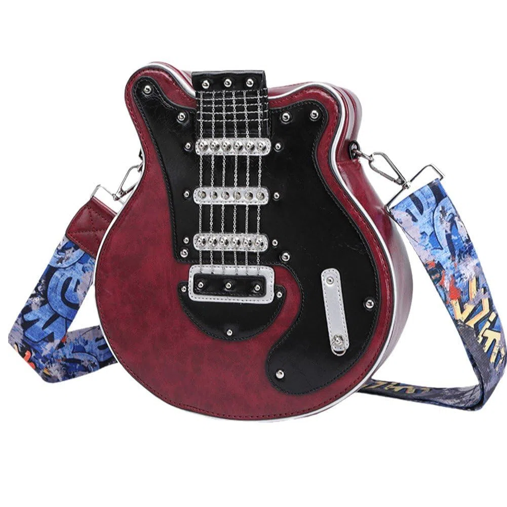 Gitarrenförmige Umhängetasche Für Damen Und Herren, Pu-Leder, Umhängetasche, Handtasche, Geldbörse, Geschenke Für Gitarristen