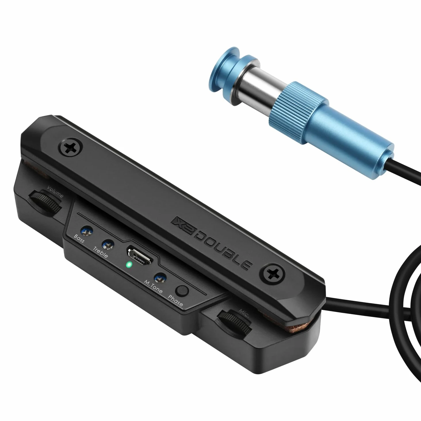 Aktives wiederaufladbares akustisches Gitarrenmikrofon, verstellbar mit Magnetspule und integriertem Lautstärkeregler