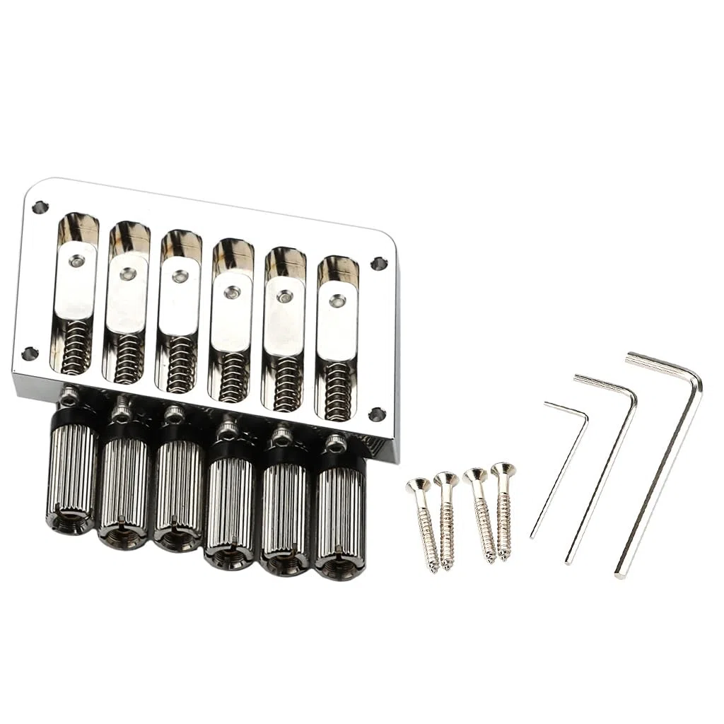 6-Saiter Sattel Headless Gitarrenbrücke für Headless Gitarrenzubehör Silber