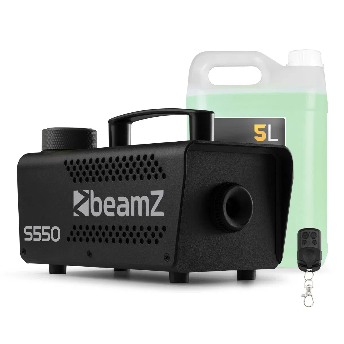 BeamZ S550 Nebelmaschine Mini mit Funk-Fernbedienung, inkl. 5 Liter Nebelfluid, 550 Watt Mini Rauchmaschine, Nebelmaschine Halloween, Fog Machine, Fogger, Smoke Machine für Partys, DJs, Hochzeiten