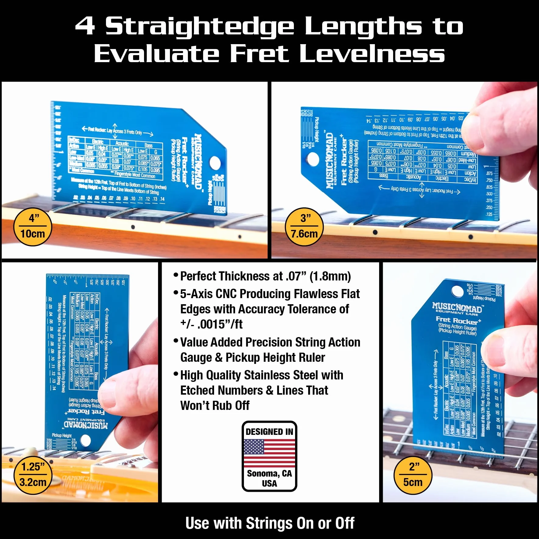 MusicNomad Precision Fret Rocker+ and Fret Gauge Kit (MN870)
