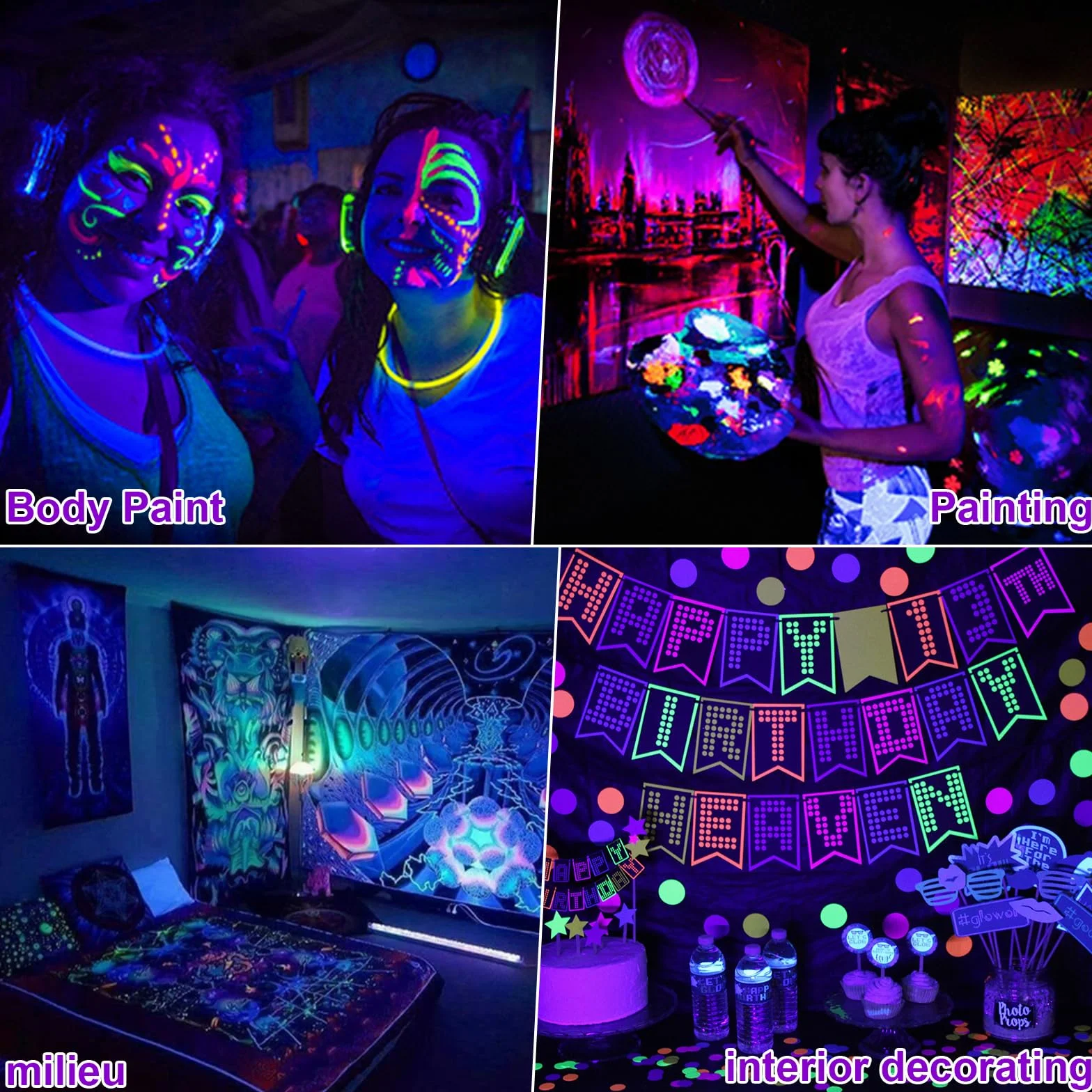 CREATESTAR Schwarzlicht Strahler 100W, 2er LED Mit Schalter, 395-405nm UV Für Bar, IP66 Wasserdicht Lampe Halloween, Weihnachten, Party Deko