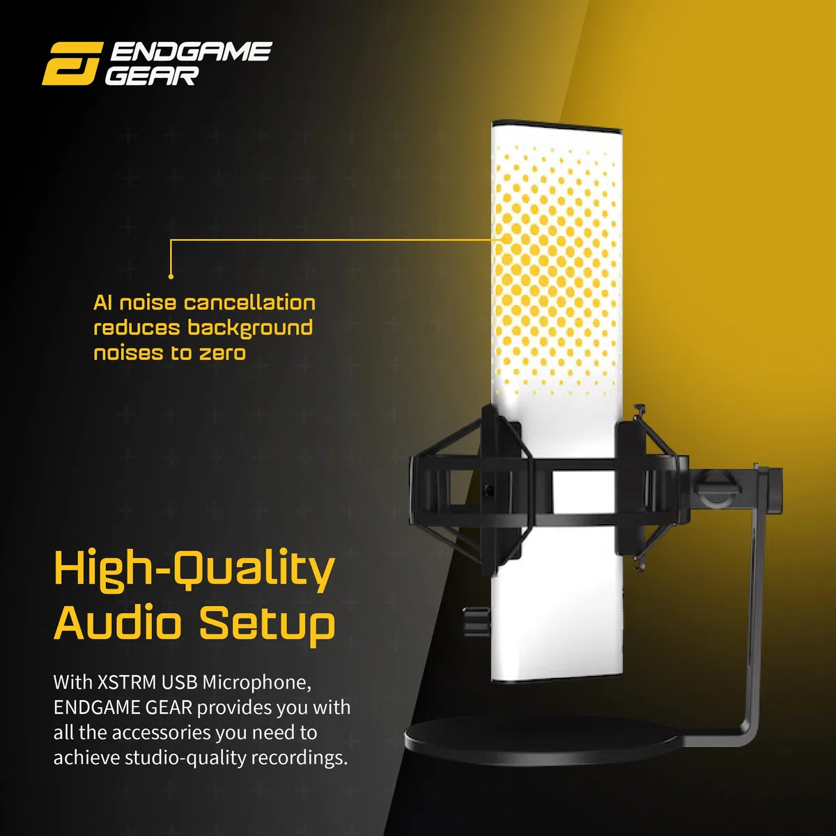 ENDGAME GEAR XSTRM USB Mikrofon für Streaming, Podcast, Aufnahmen in Studioqualität, 24 Bit / 192 kHz, externes Mic, AI-Geräuschunterdrückung, Stummschaltung durch Tippen, PC & Mac - weiß
