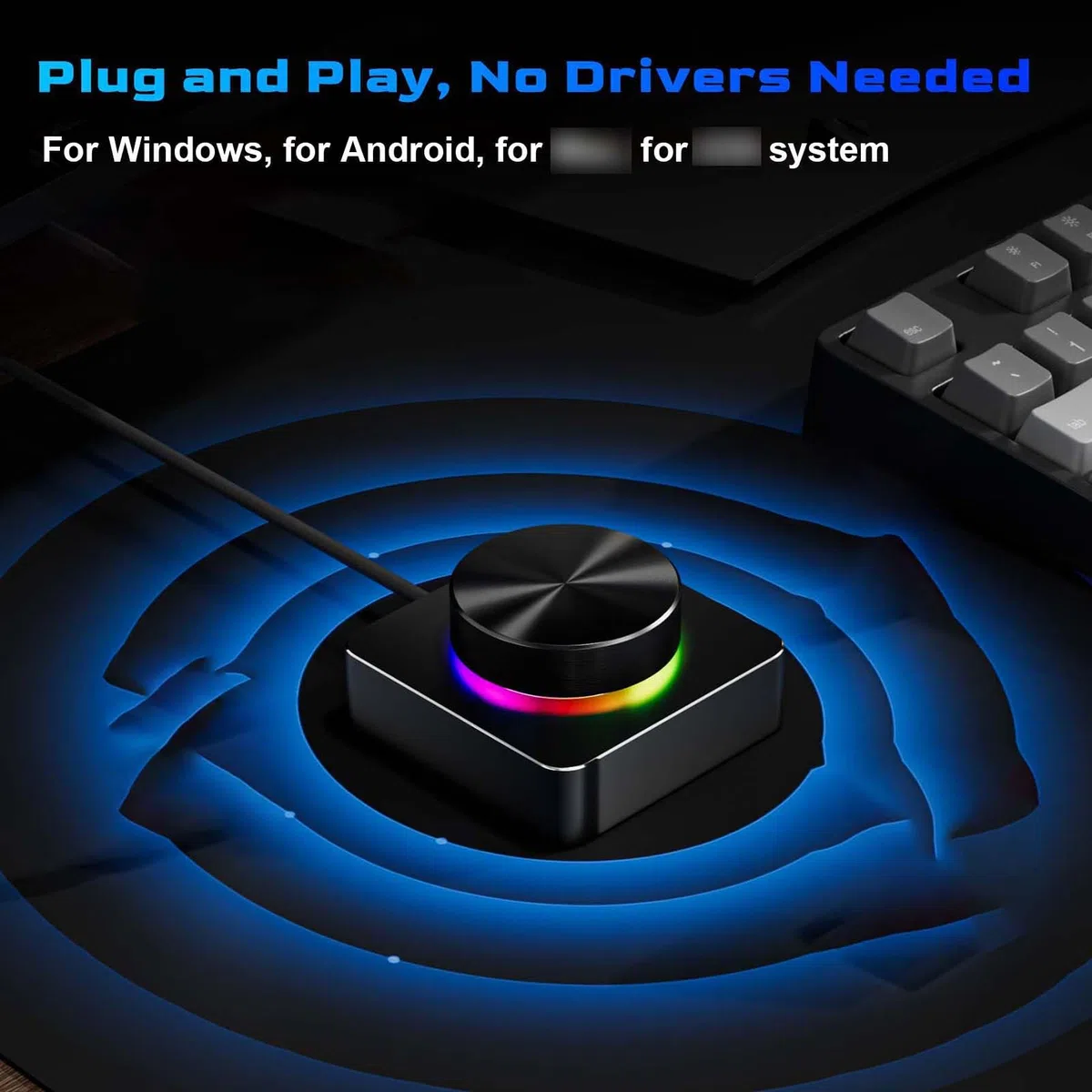 Docooler RGB Volume Control Knob USB+BT+2.4G Three Modes Multimedia Controller for PC/Gaming