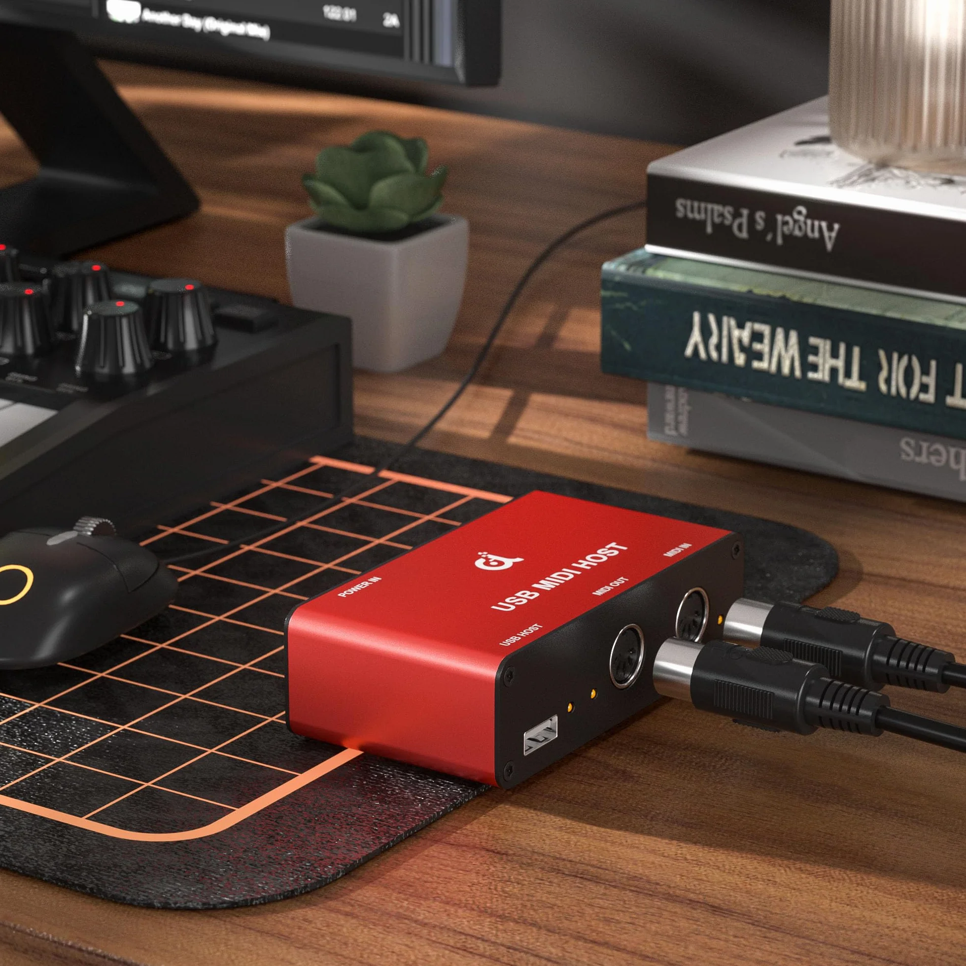 DigitalLife BridgeCore Serie | Eigenständige USB-MIDI-Host-Bridge Box, 1-In/1-Out, 5-Pin-DIN, LED, Metall – Für Anfänger, Studiomusiker & Live-Performer 【Rot, 1 Stück】