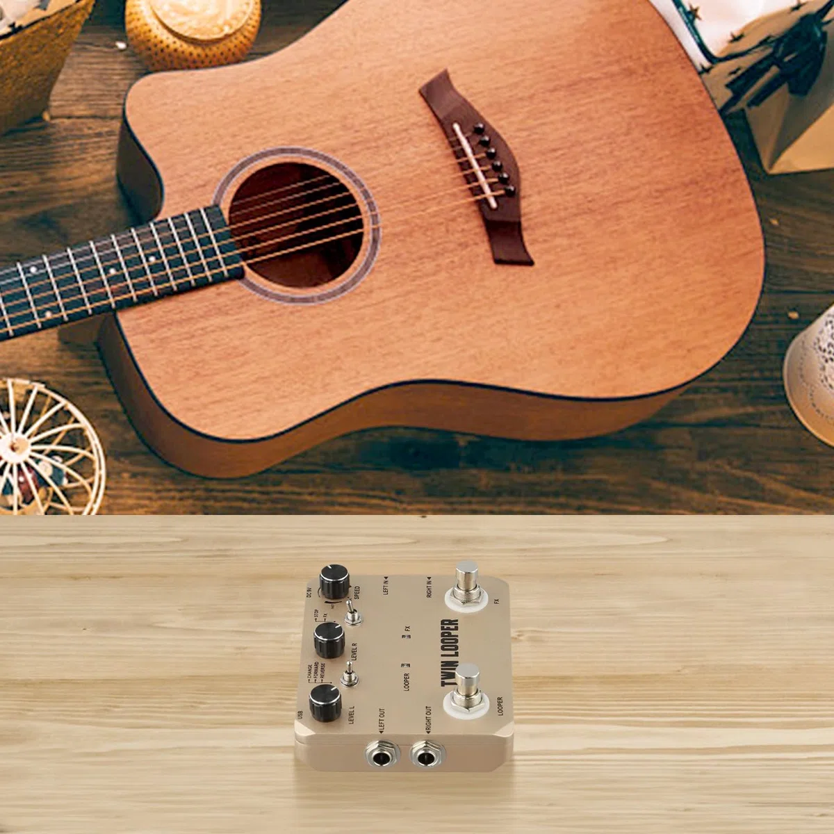 Kompaktes Twin Looper E-Gitarren-Effektpedal, kleine Größe, True Bypass