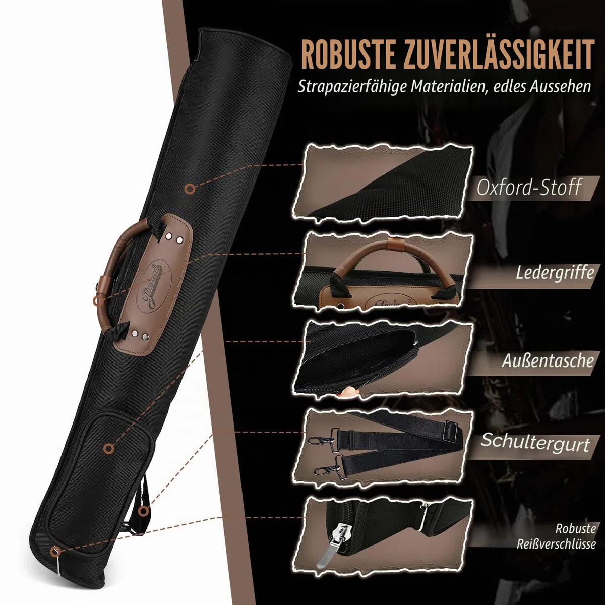 Flexzion-Sopransaxophon-Etui Sopransaxophon, Saxophon-Gig Rucksack Riemen, Tasche, Ledergriff, Aufbewahrung Musikinstrumente, leicht, Wasser & stoßfest für Windregler, Steigeisenklarinette, schwarz