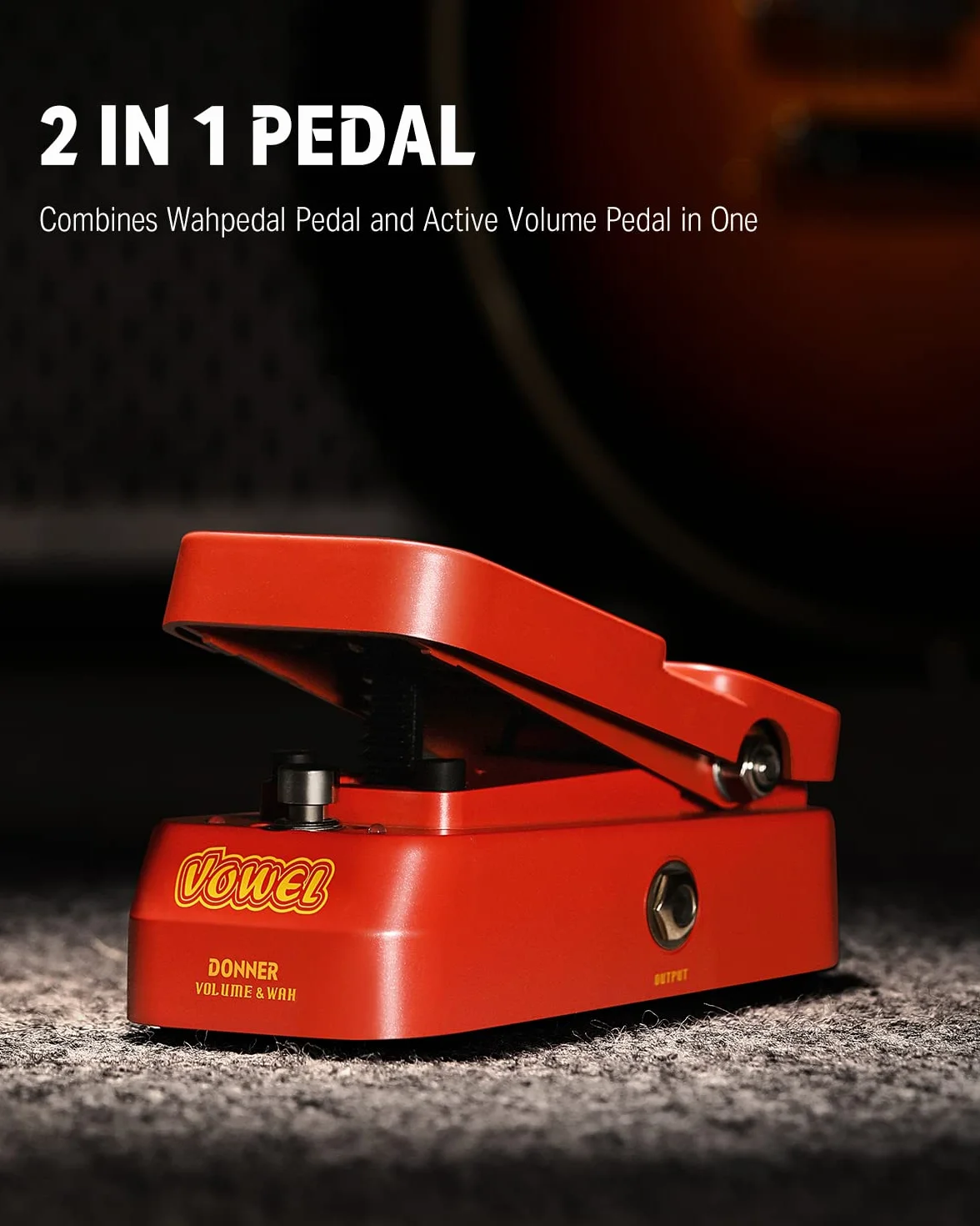 Donner Gitarre Wah Pedal, 2 in 1 Wah Volume Pedal, Mini-Vintage-Elektrogitarren-Effektpedal mit aktivem Wah-Wah-Lautstärkeregler, Leichtes Gitarrenpedal