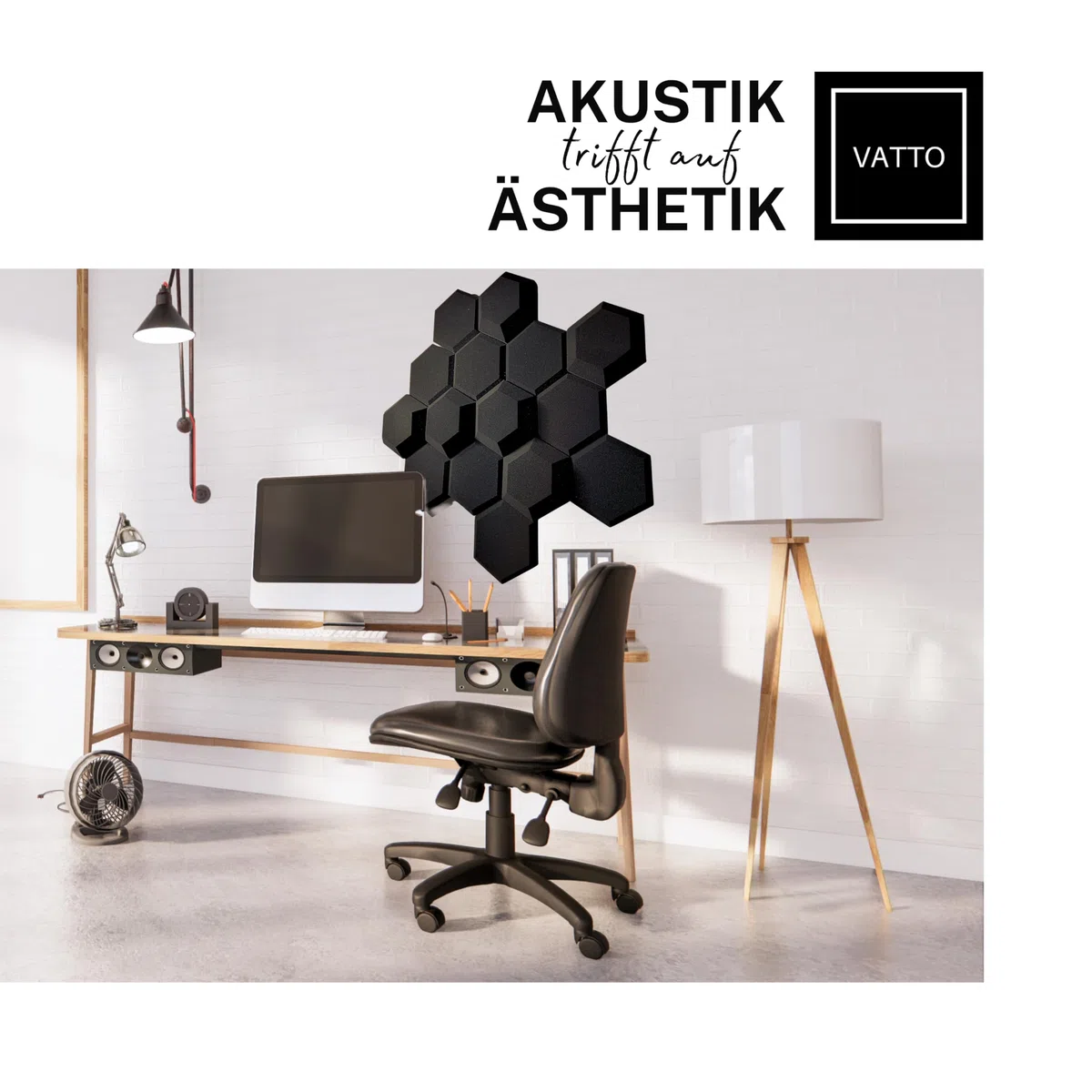Akustikpaneele 3D HEXAGON Schallabsorber WAND - Schalldämmung - SCHALLSCHUTZ sound absorber - SCHALLSCHUTZMATTE - VATTO Akustikbild AKUSTIK PANEL -Akustikplatten Akkustikpanellen