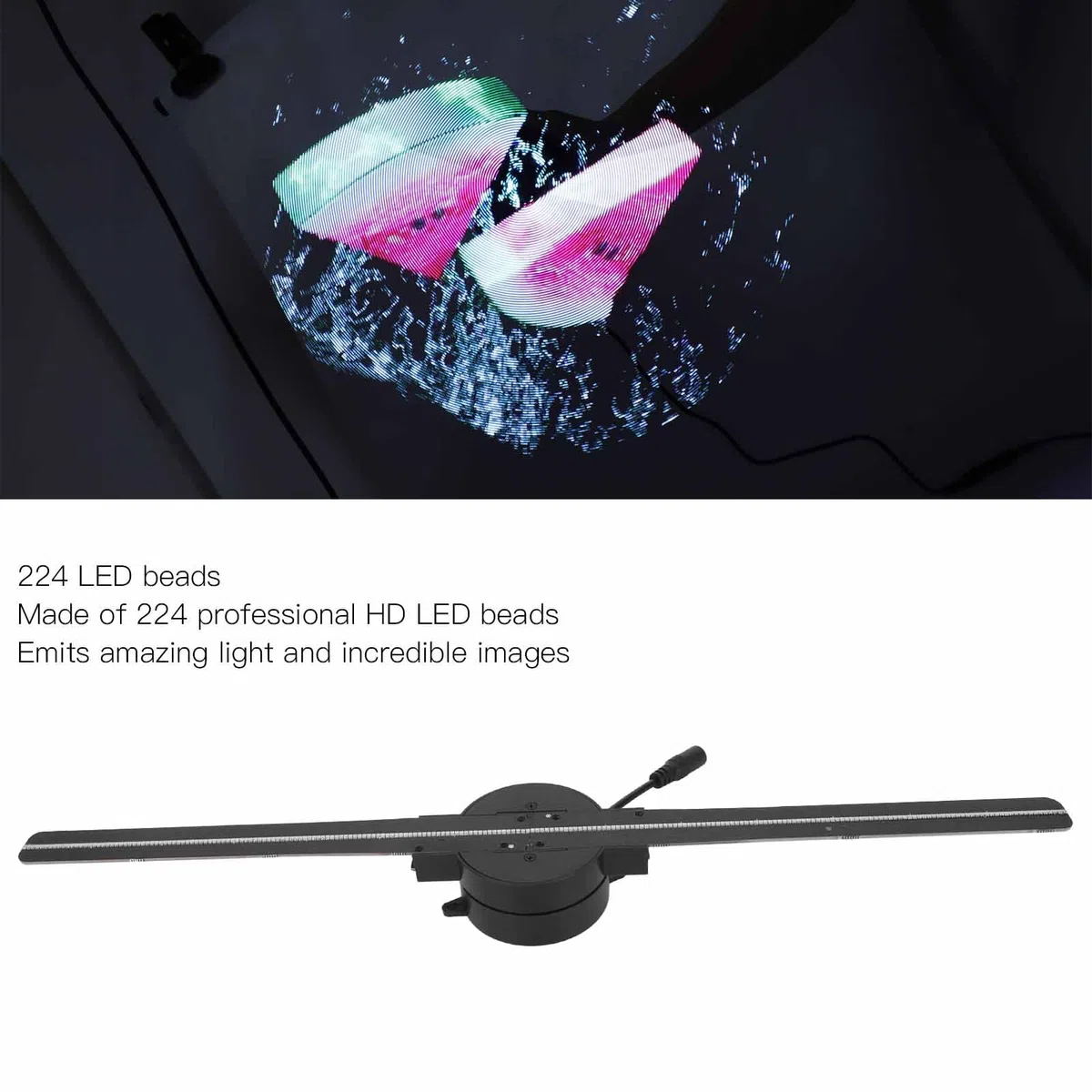 3D-Hologramm-Lüfter, 16,5-Zoll-WiFi-LED-Hologrammprojektor für die Anzeige von Fotos und Videos, Ideal für Ladenschilder, Barpartys, 224 LED-Perlen, 3D-Effekte (EU-Stecker)