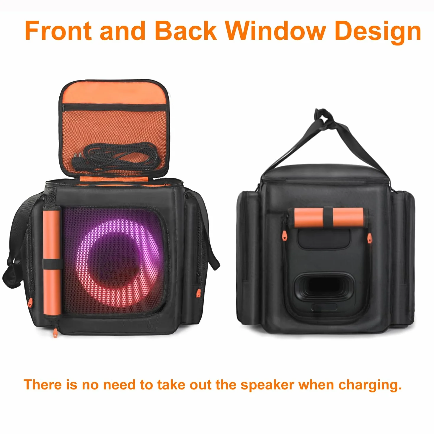 Lautsprecher-Tragetasche, kompatibel mit JBL Partybox Encore Essential/Essential 2, tragbare Lautsprecher-Reisetasche, Aufbewahrungstasche mit Taschen für Ladegerät, Mikrofon-Zubehör
