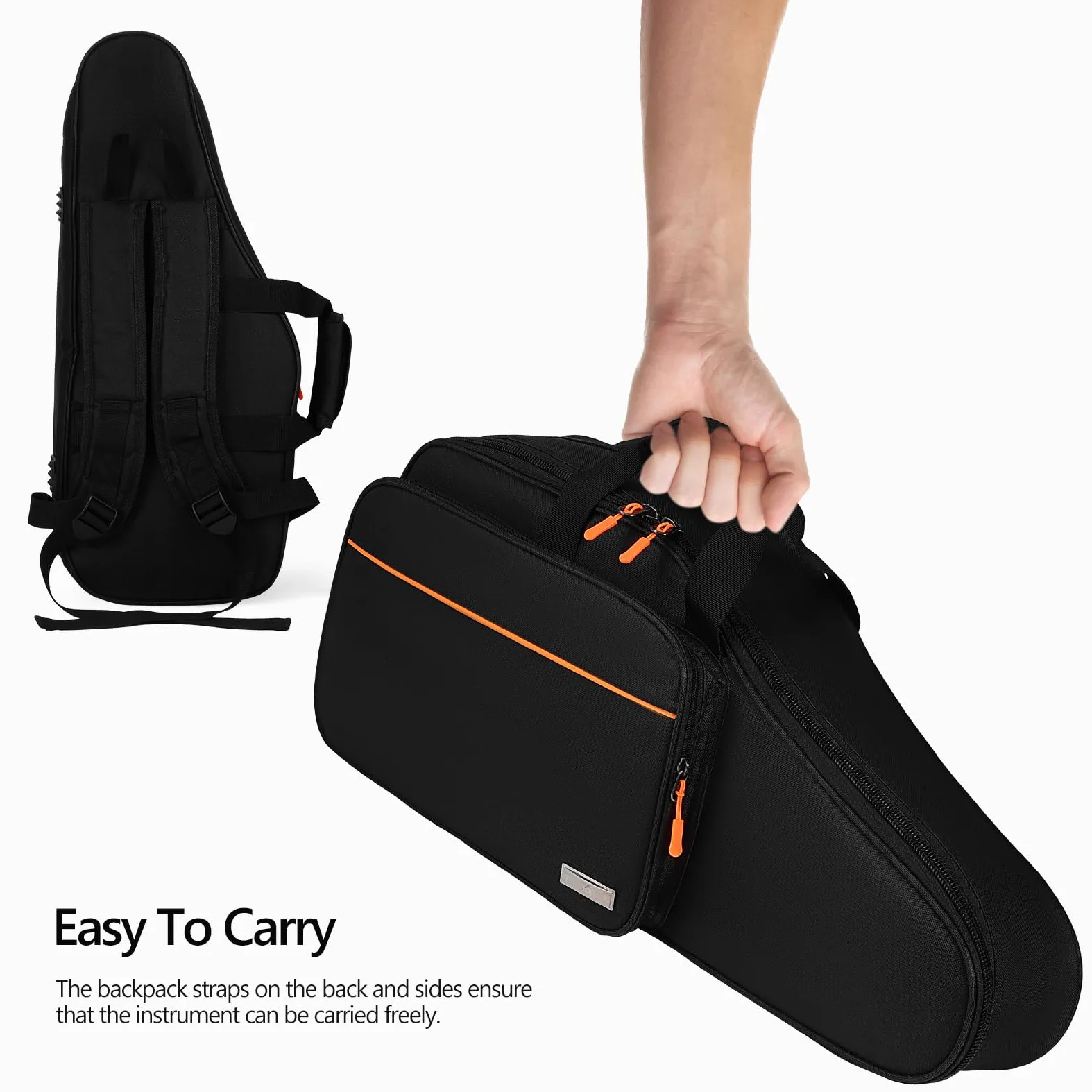 Vaguelly Altsaxophon Koffer Oxford Wasserdicht Saxophon Tasche Gigbag Rucksack mit 18mm Polsterung, Schultergurt, Außentasche, Saxophon Tragetasche Leichtkoffer, schwarz