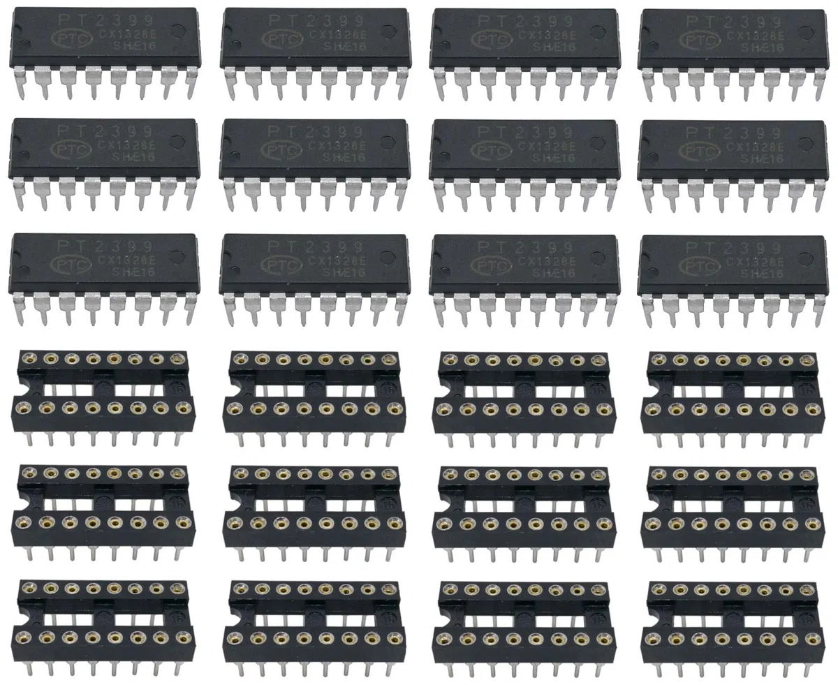 12 Stück PT2399 Echo Delay IC Chips inklusive 12 Stück 16-pin DIP Mikrochip IC Sockel