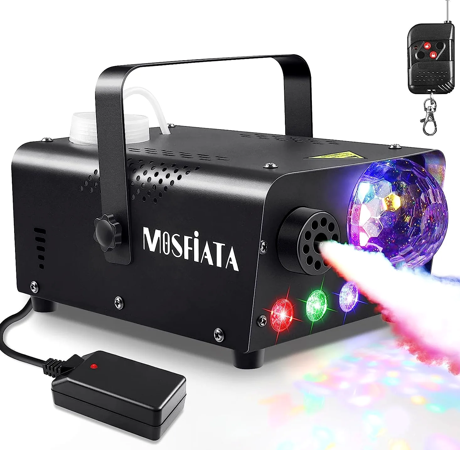 Nebelmaschine, 600W Nebelmaschine mit Discokugel-Licht und RGB-LEDs für Partys, Geburtstage, Halloween, Disco, DJ Bühneneffekt