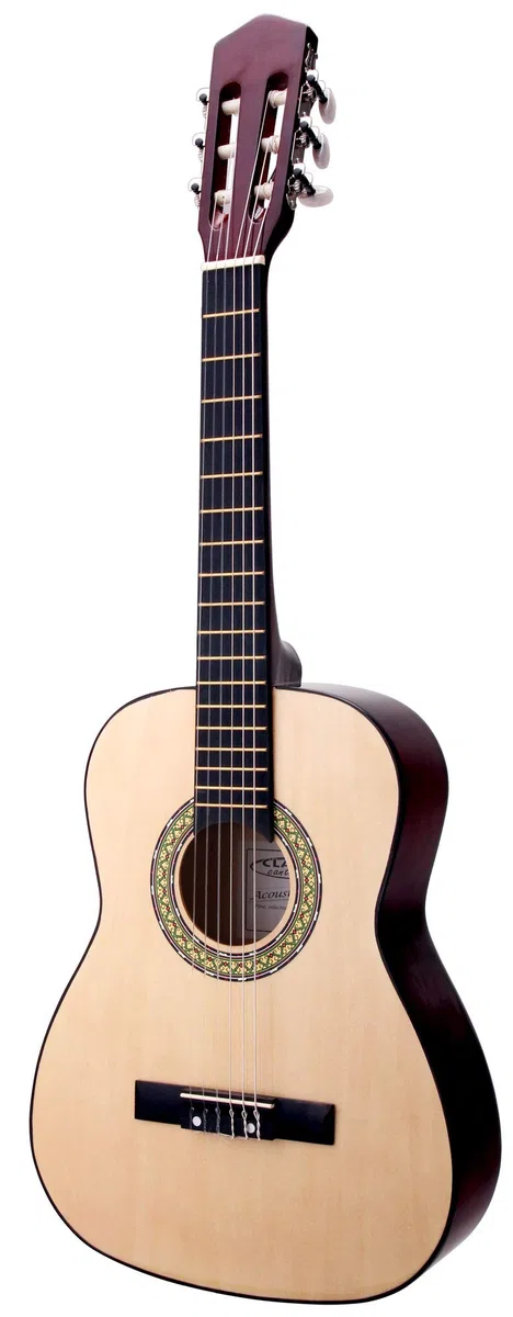 Classic Cantabile Acoustic Series AS-851-L Klassikgitarre 1/2 für Linkshänder Starter-SET (Konzertgitarre, Bag/Tasche, Schule, Plektren, Saiten, Stimmpfeife) natur