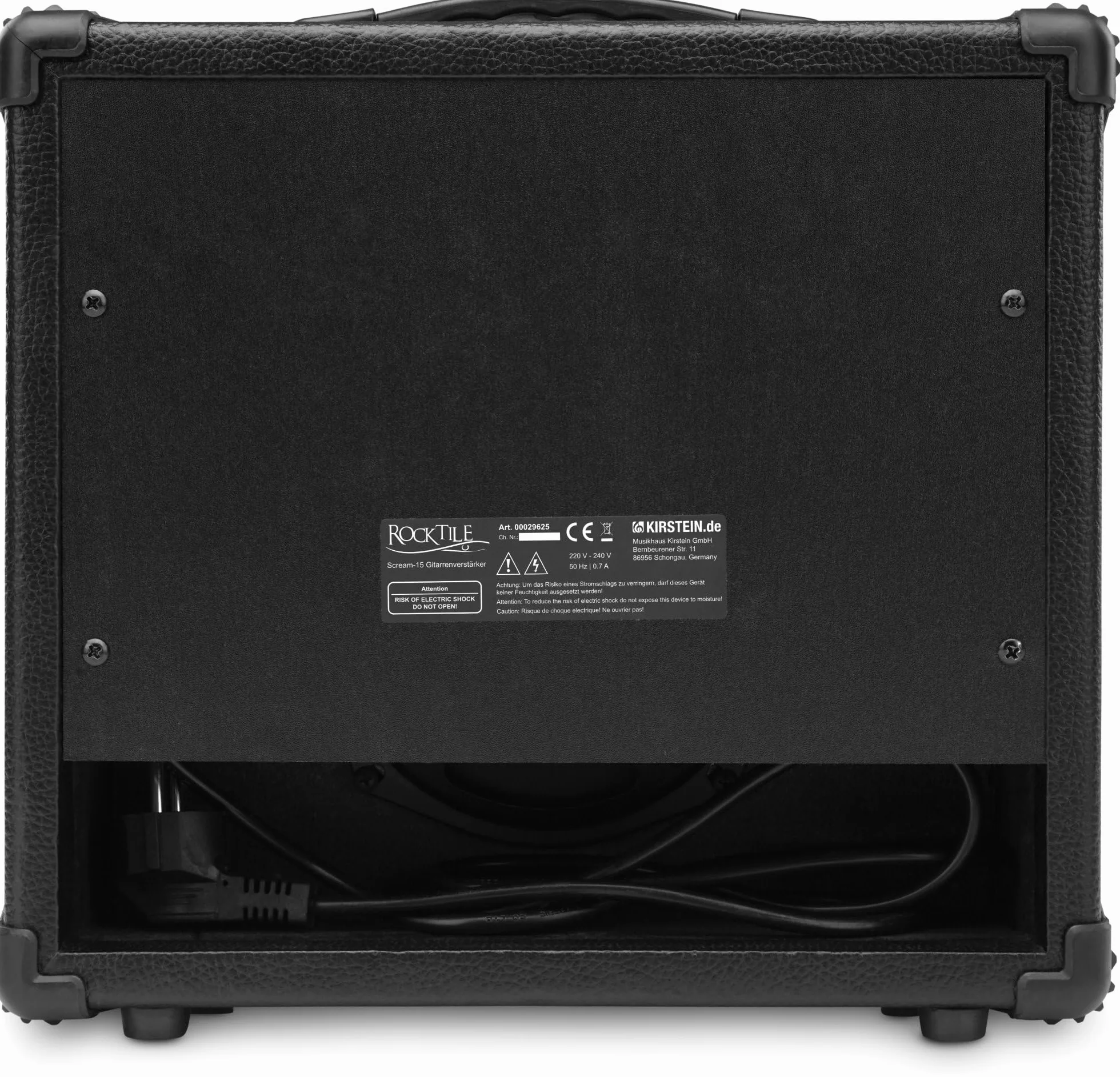 Rocktile Scream 15 Gitarrenverstärker Mini Combo Amp (15 Watt Amplifier, 2-Kanäle, Portable, AUX-In für MP3/CD, 3-Band Equalizer, Kopfhöreranschluss)