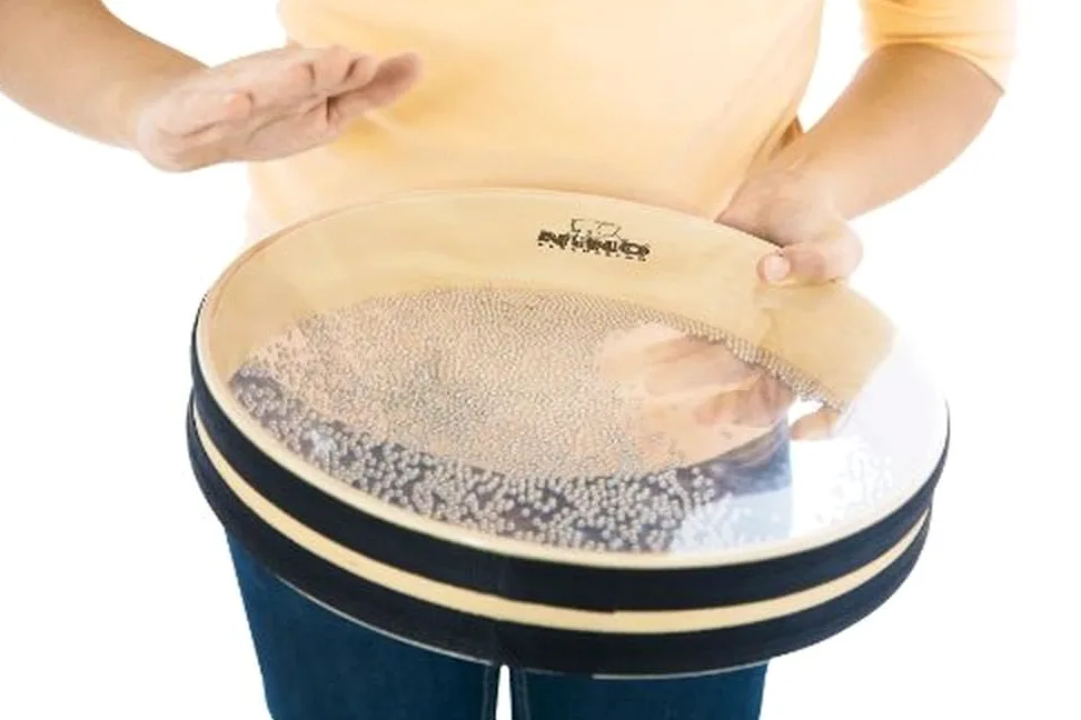 Nino Percussion Sea Drum Instrument - Große Handtrommel für Kinder ab 5 Jahren - Durchmesser 12 Zoll (ca. 30 cm) - Siam Eiche, Natur (NINO35)