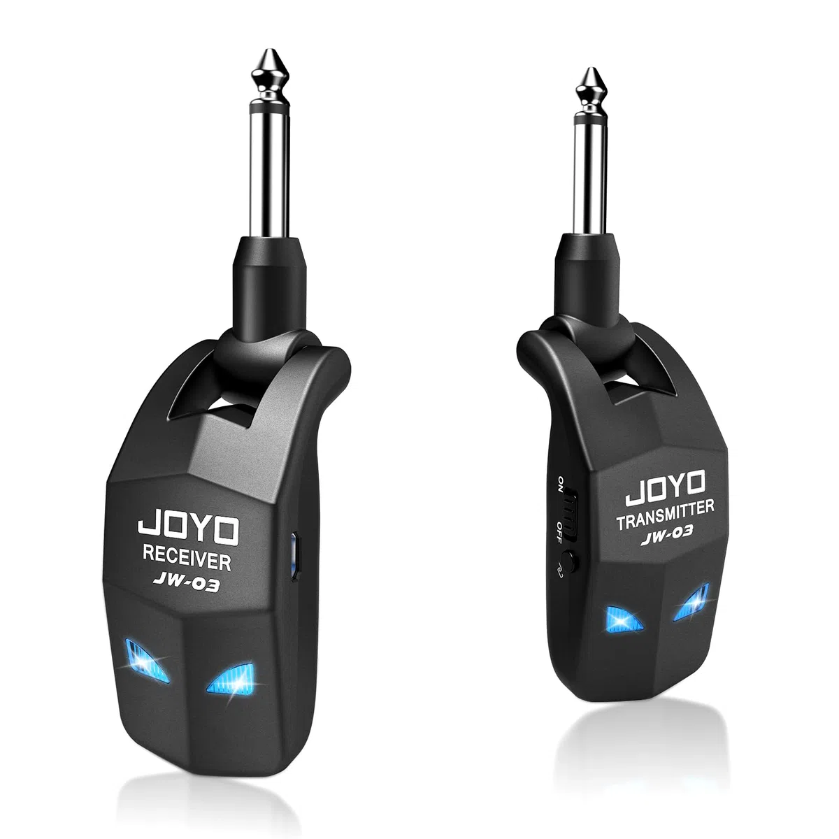 JOYO 2,4 GHz Wireless Guitar System 4 Kanäle Wiederaufladbarer Audio Wireless Transmitter Receiver für Gitarre Bass Elektrische Instrumente (JW-03)