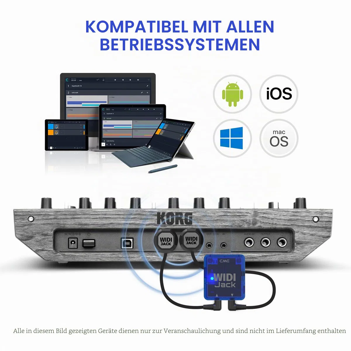 CME WIDI Jack – Premium Bluetooth MIDI Interface für TRS- & DIN-Geräte – Ultra-niedrige 3 ms Latenz | TRS/DIN-Geräte, ultra niedrige 3ms Latenz, Stromversorgung über MIDI-Out oder USB-C