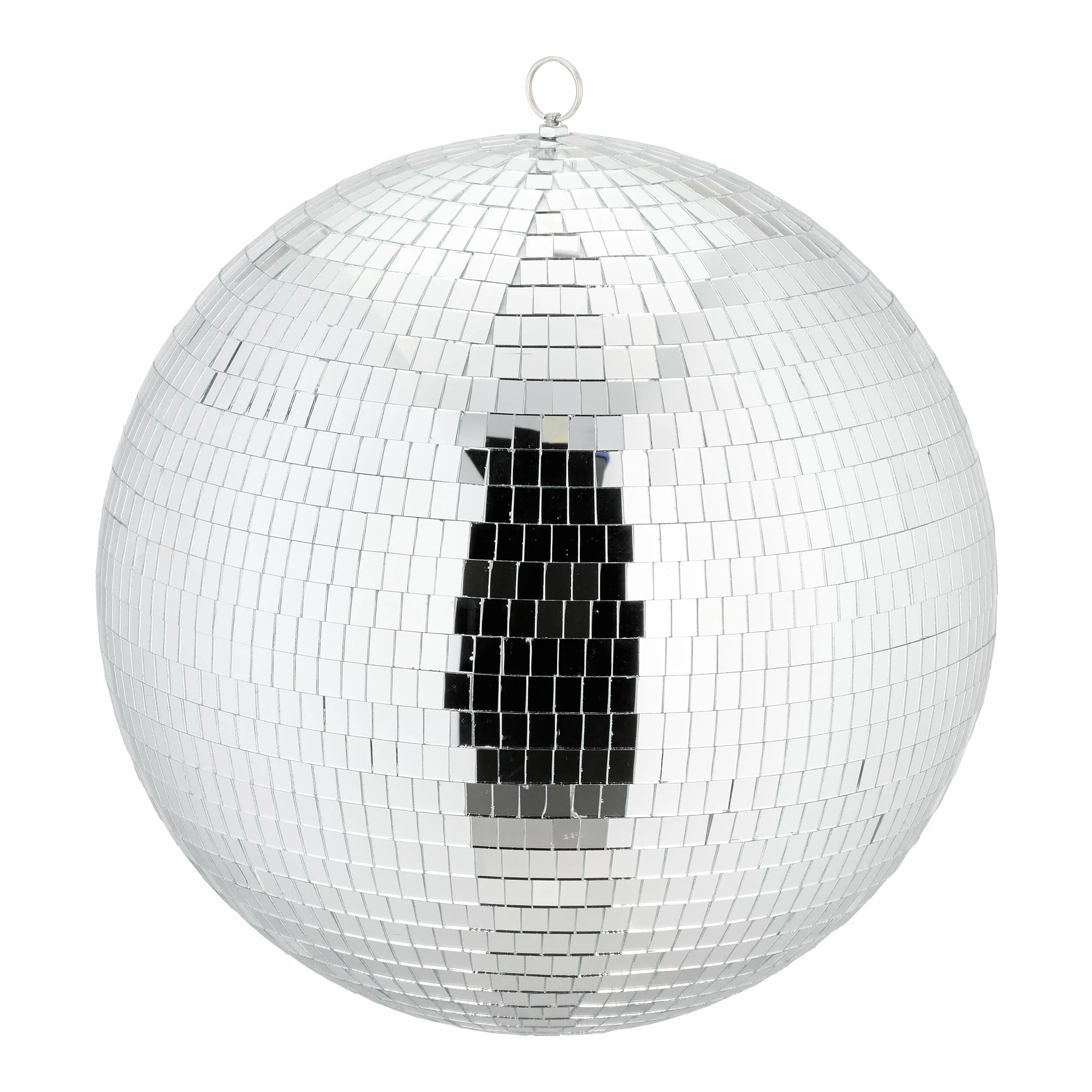 Relaxdays Discokugel, Ø 40 cm, Deko Spiegelkugel zum Aufhängen, große Partykugel mit Metallöse, Discoball Party, Silber
