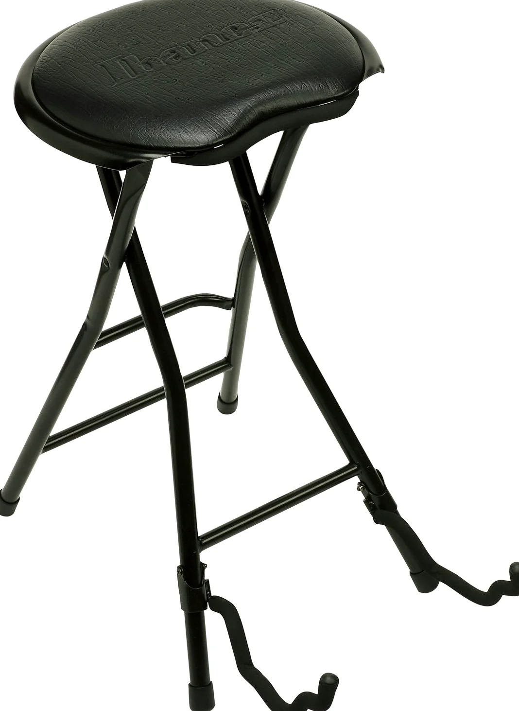 IBANEZ Gitarristen Hocker - mit ausklappbarem Gitarrenständer (IMC50FS), Schwarz, 86cm x 33cm x 13cm
