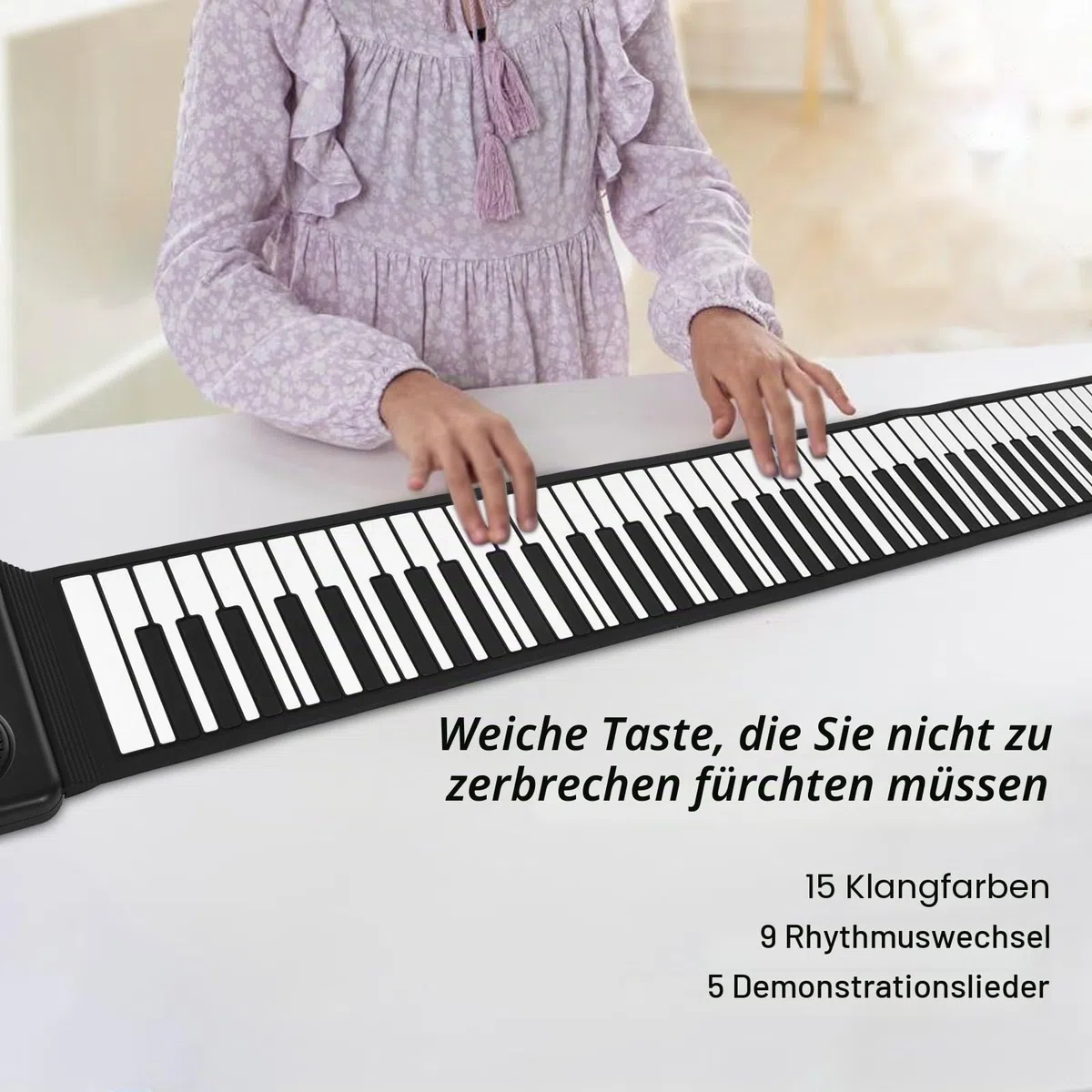 Rollpiano 88 Tasten Roll Up Piano Musik-Tastatur Klavier Unterstützt MIDI, Faltbar Pädagogische Elektronische Digitale Musik Klaviertastatur für Kinder Erwachsene Anfänger Geschenk