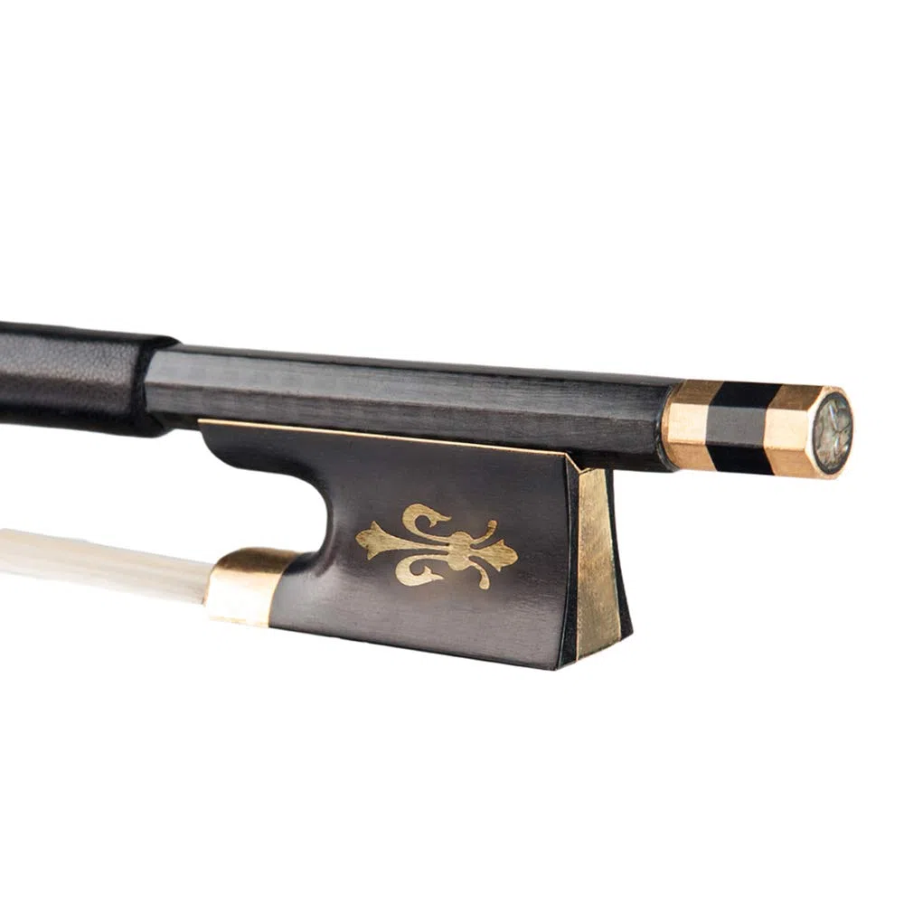 4/4 Violine Geigenbogen Kohlefaser Rundstab Ebenholz Frosch Schachtelhalm Haar gut ausbalanciert,Carbon Fiber Geigenbogen