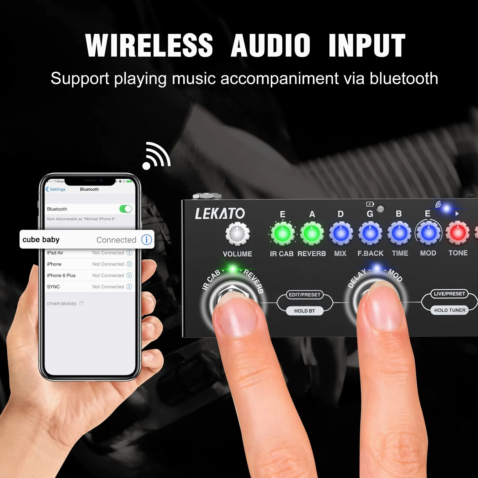 Multieffektgerät Gitarre, LEKATO Effektgerät Gitarre mit IR-Loading 9 Verstärkermodelle, Delay/Reverb/Phase/Chorus/Distortion/Overdrive, Multieffektpedal Guitar Pedal mit Aufnahme und Bluetooth 5.0