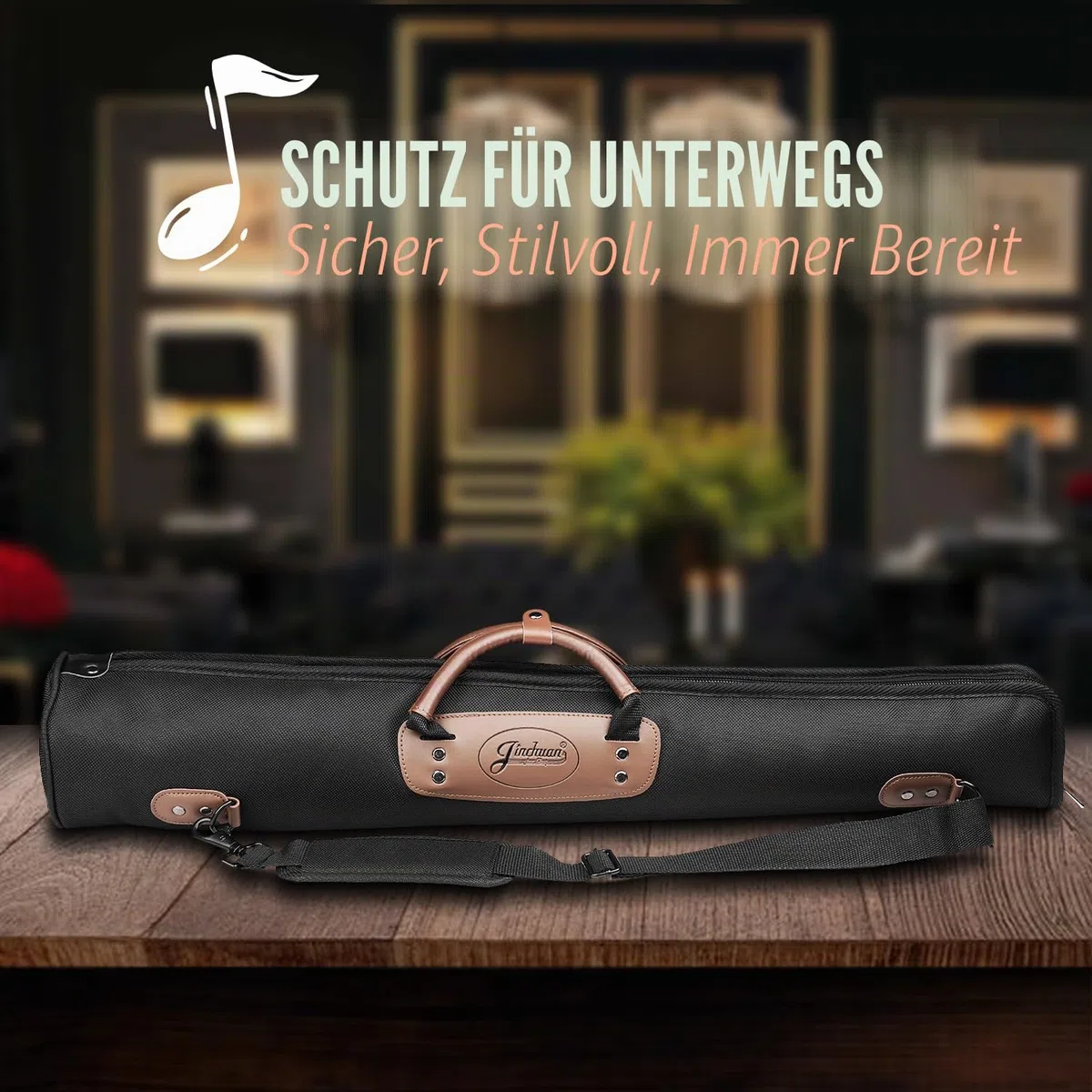 Flexzion-Sopransaxophon-Etui Sopransaxophon, Saxophon-Gig Rucksack Riemen, Tasche, Ledergriff, Aufbewahrung Musikinstrumente, leicht, Wasser & stoßfest für Windregler, Steigeisenklarinette, schwarz