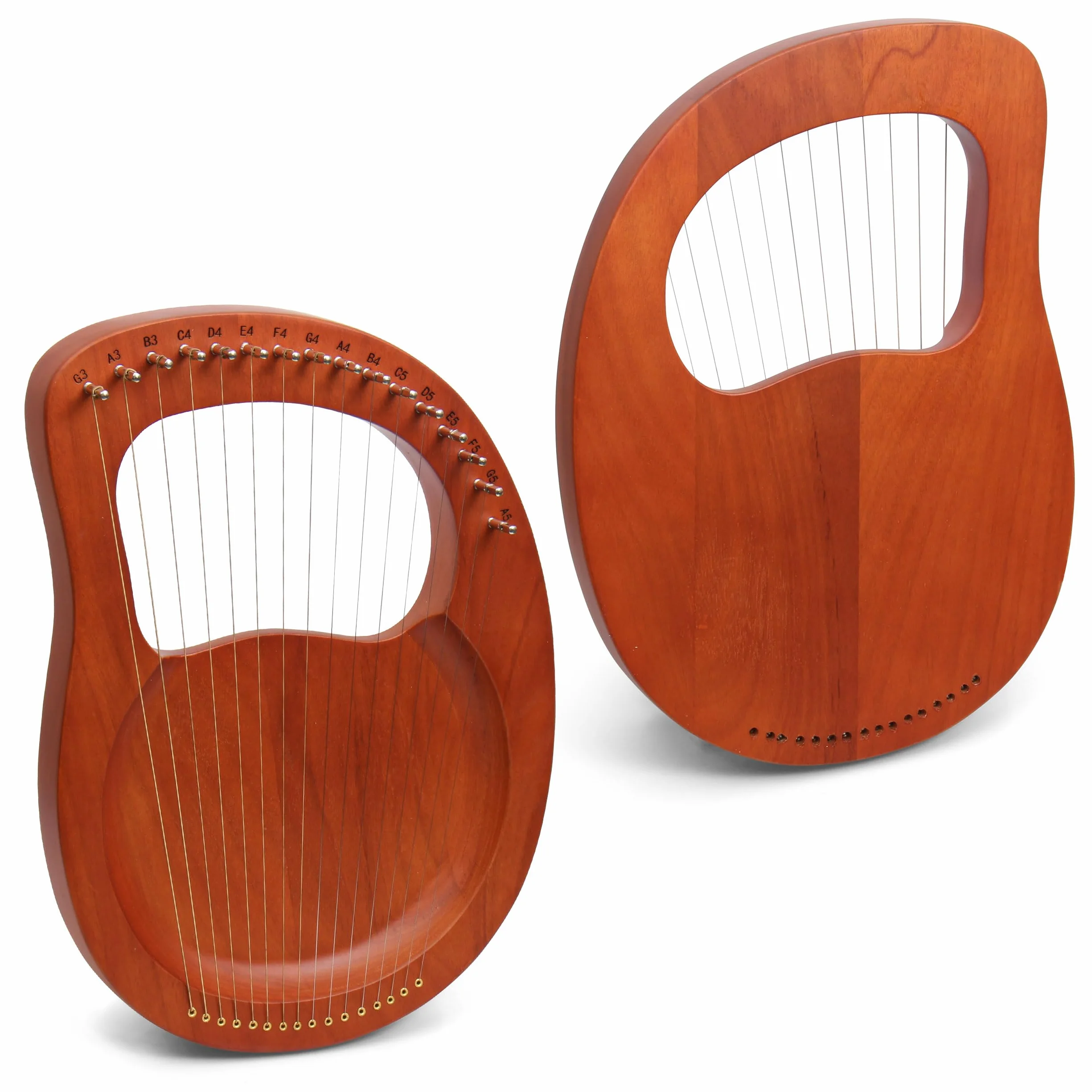 Kleine Lyre Harfe, 16 Saiten, Mahagoni-Laugenharfe mit Metall Saiten, Tragbare Harfe im Antiken Stil mit Stimmschlüssel und Tragetasche, Braun