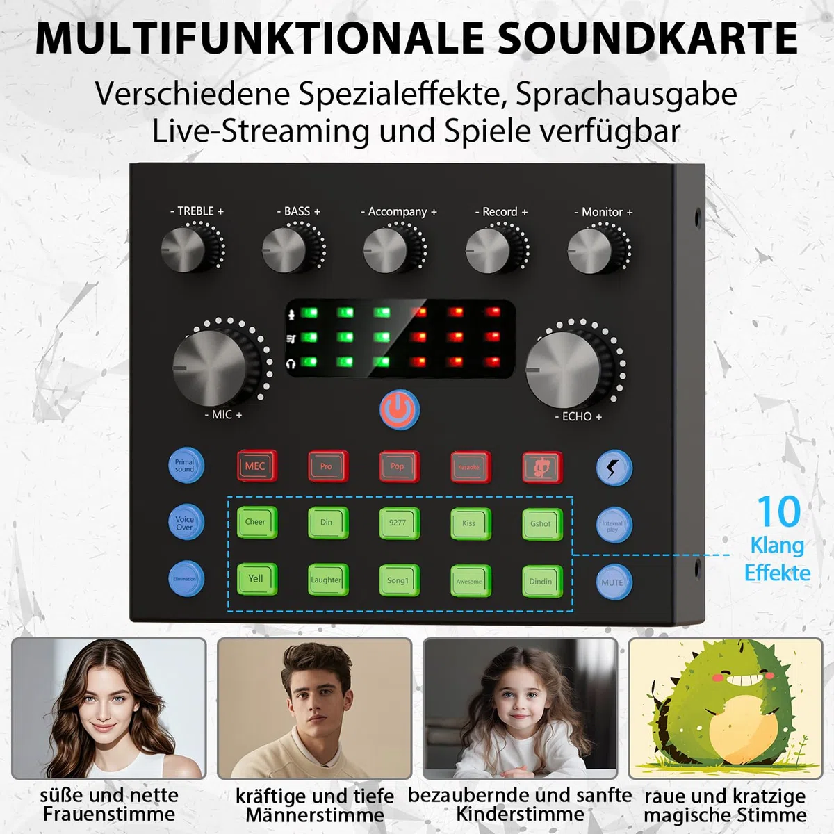 Podcast Mikrofon Bündeln – komplettes Aufnahmestudio mit Mikrofon, Stimmenverzerrer und Podcasting Ausrüstung für Live-Streaming (YouTube, TikTok), Podcast, Aufnahme, Gesang,Gaming,PC/Laptop