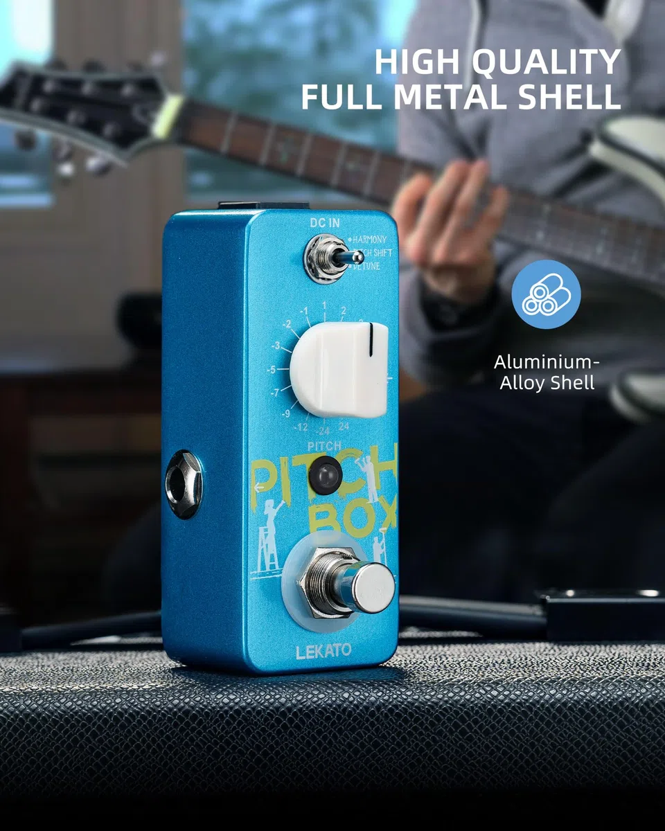 LEKATO Mini Pitch Shifter Pedal, Harmonizer Gitarre Pedal Pitch Shift Box, Harmonizer Digital Octave Drop Pedale, True Bypass, Kleine Effekte für E-Gitarre Bass