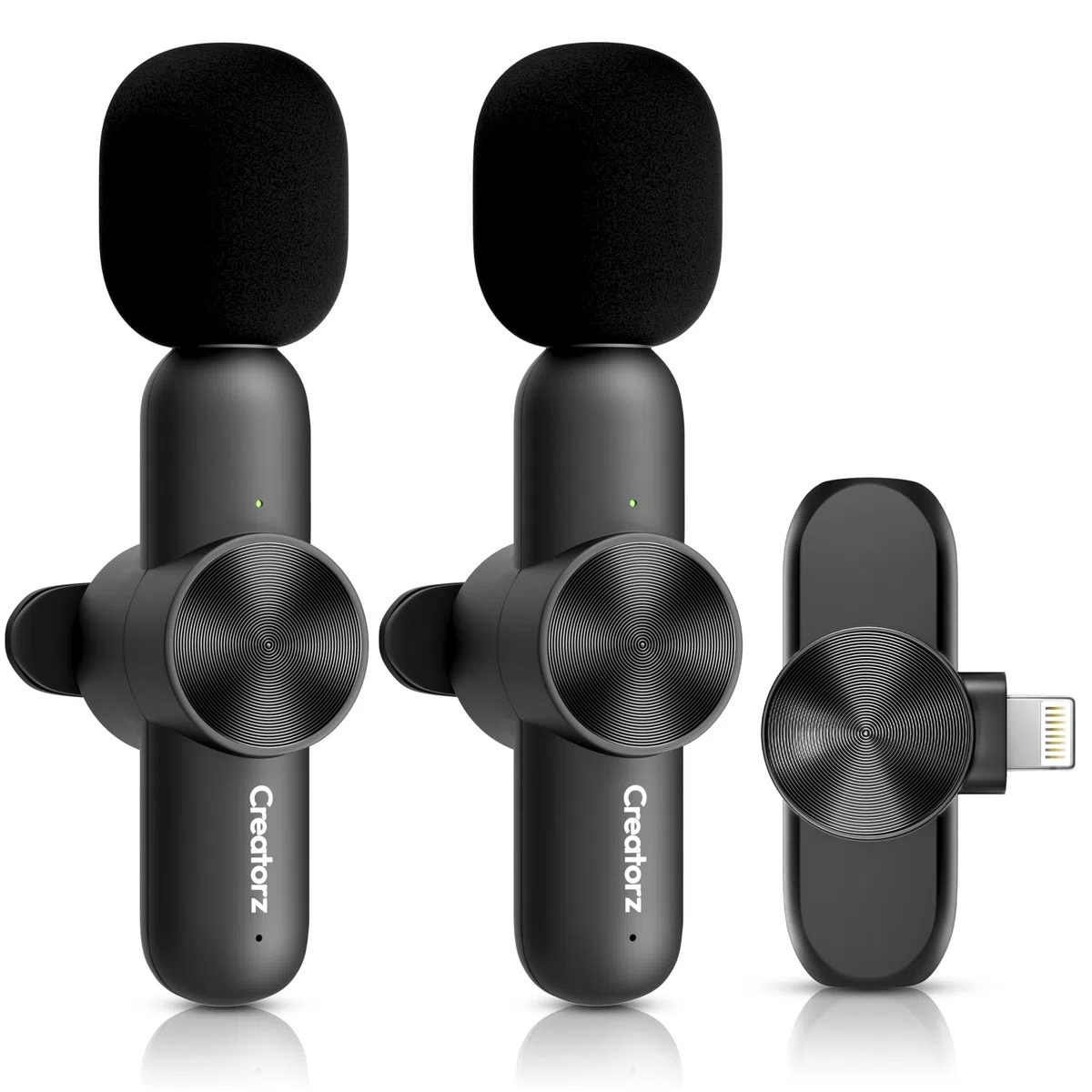 Creatorz® Lavalier Mikrofon Wireless Lightning - Plug & Play Microphone Rauschunterdrückung - Kabelloses Ansteckmikrofon für YouTube, Streaming, TikTok, Vlog, Video【Deutsche Marke】