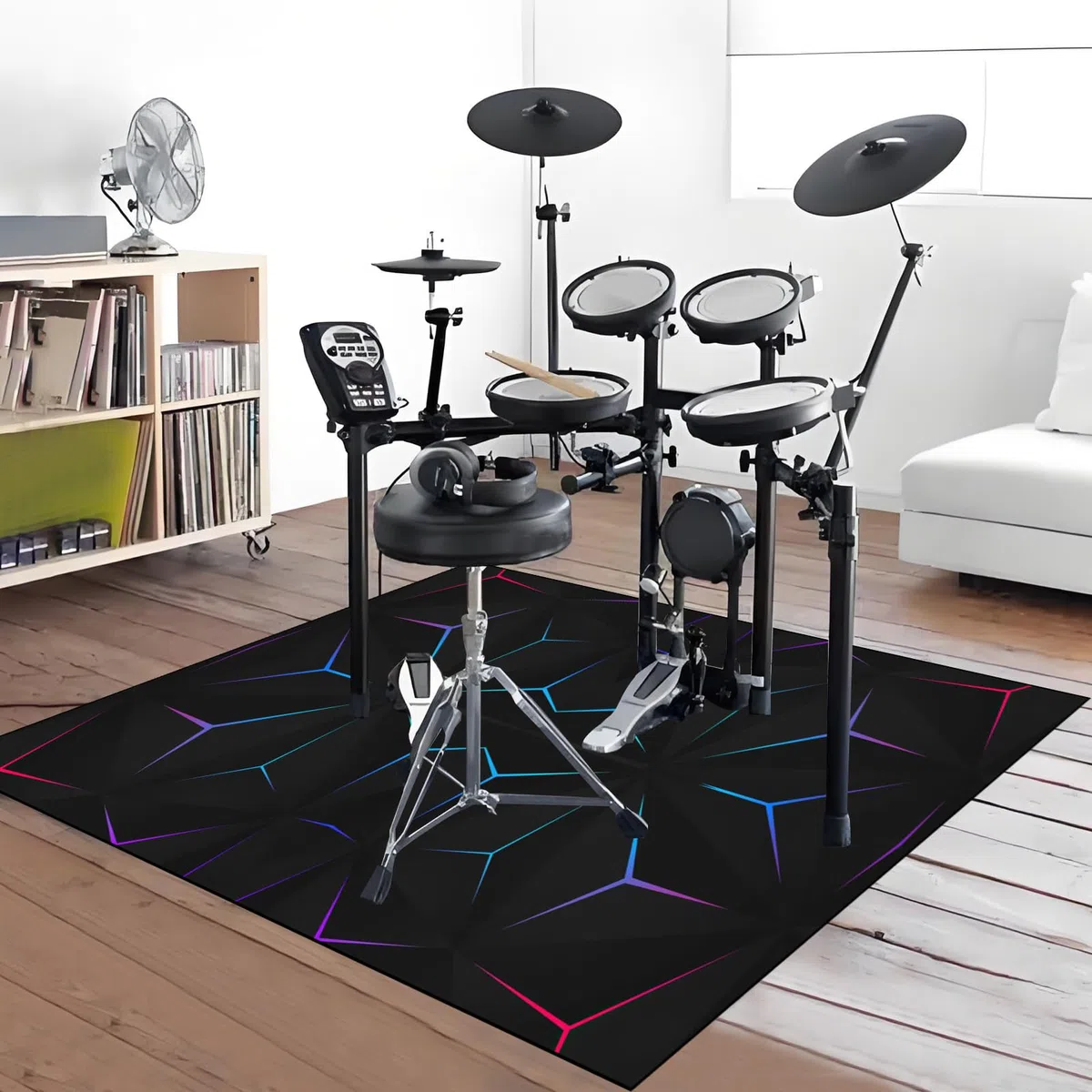 Schlagzeugteppich 140 x 120 cm Drum-Teppich Schallschutz Teppich Schallschutzmatte rutschfeste Trommelmatte für Drum Schlagzeug Elektronisch Snare Teppich Snare Drum Rug Schalldicht Teppiche