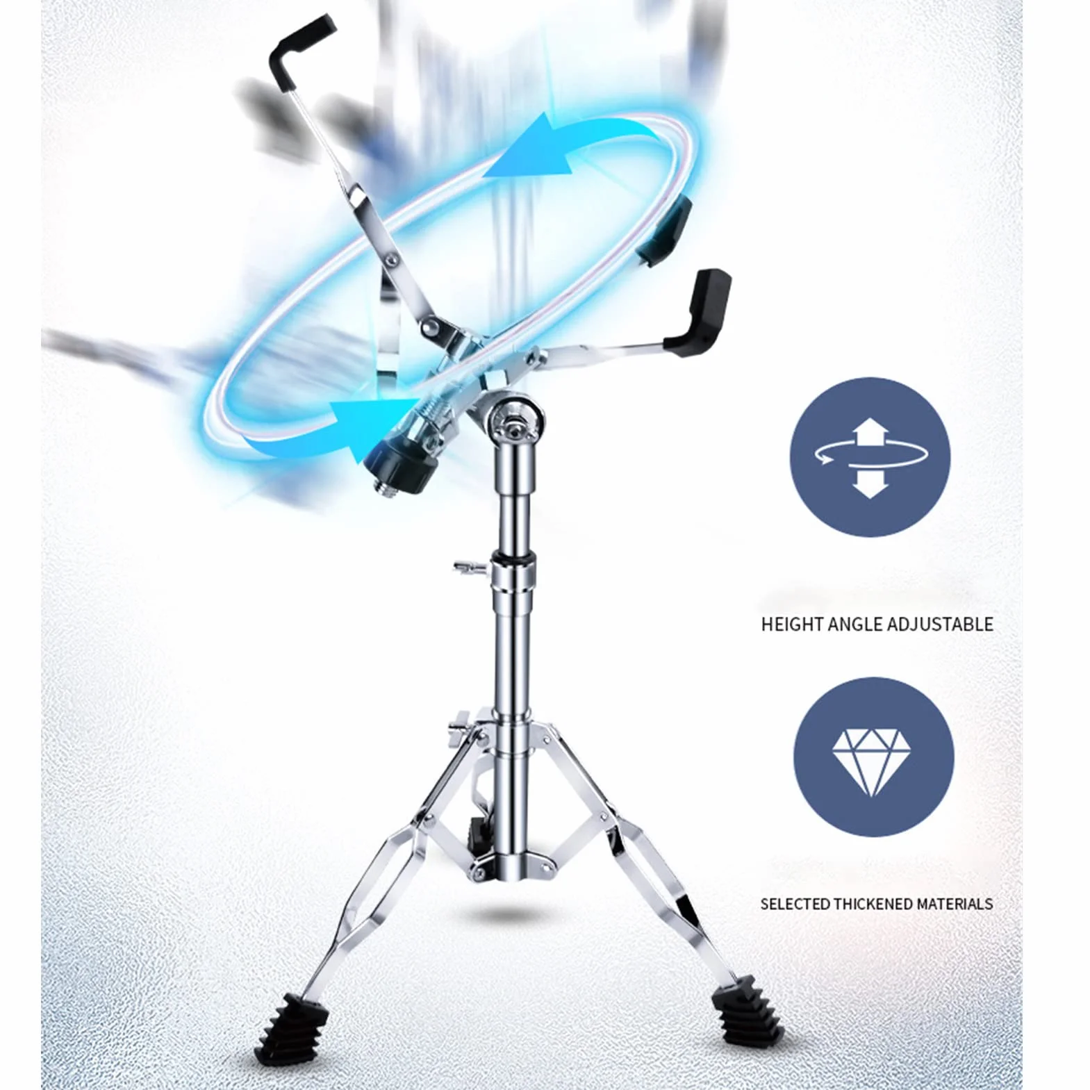 Höhenverdickter, Stabiler Universal-Trommelstativ, Snare-Drum-Ständer, Verstellbarer Snare-Ständer, Doppelt Verstrebt, für ätherische, Dumme Snare-Drums