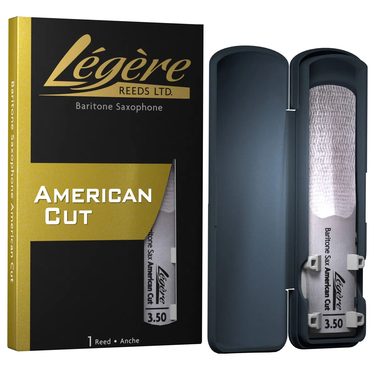 Légère Reeds - Baritonsaxophonblatt, American Cut, Blattstärke 3.50 (BSA3.50) - Hochwertiges synthetisches Holzblasrohr