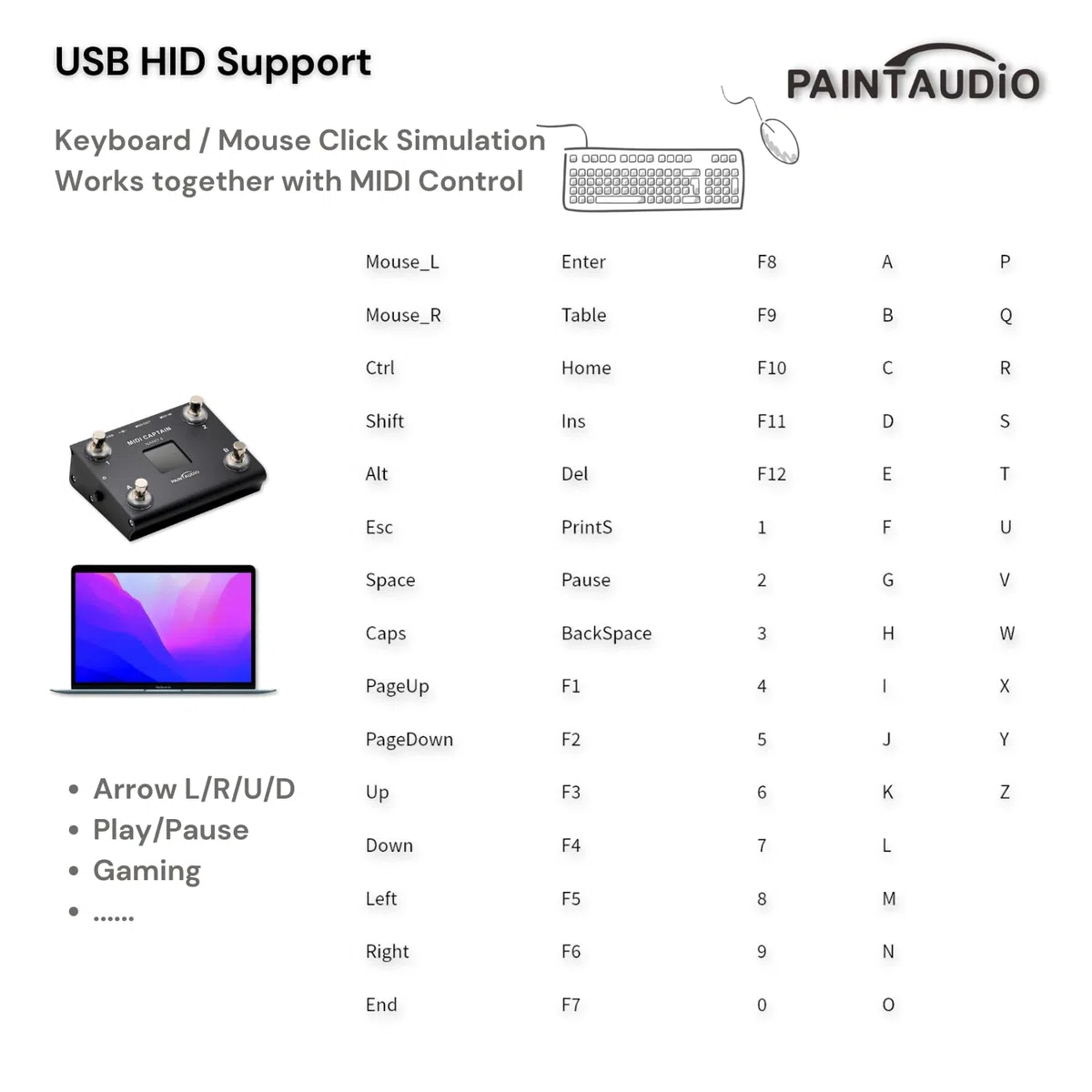 PAINTAUDIO MIDI Captain NANO 4/MINI 6 Foot Controller Multi-Effekt-Keyboards Synthesizer USB-MIDI Musiksoftware Bias Unterstützung aller PC/CC/Note-Commander (MIDI Captain NANO 4)