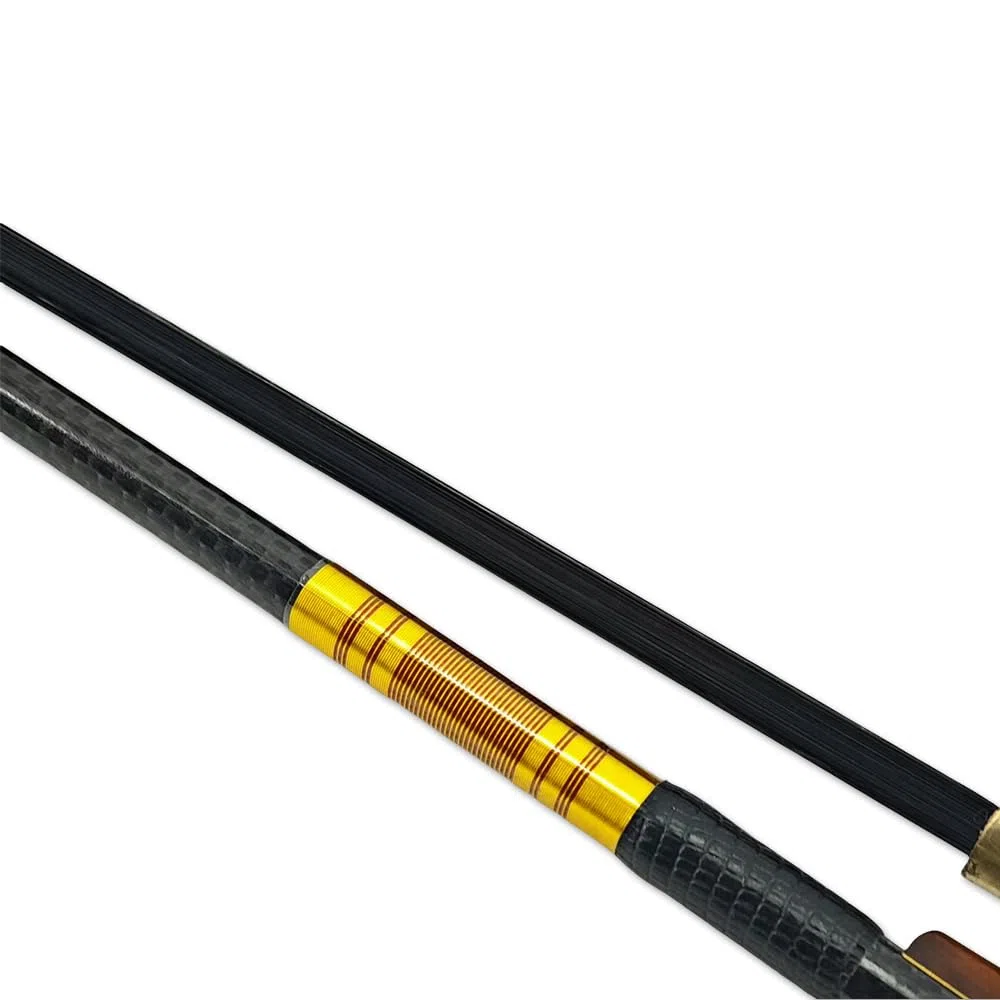 Yinfente Violinenbogen aus Karbonfaser, 4/4-Größe, Schlangenholz-Frosch mit Lilien-Inlay, schwarzer mongolischer Bogen, gut ausbalanciert und Pernambuco-Level
