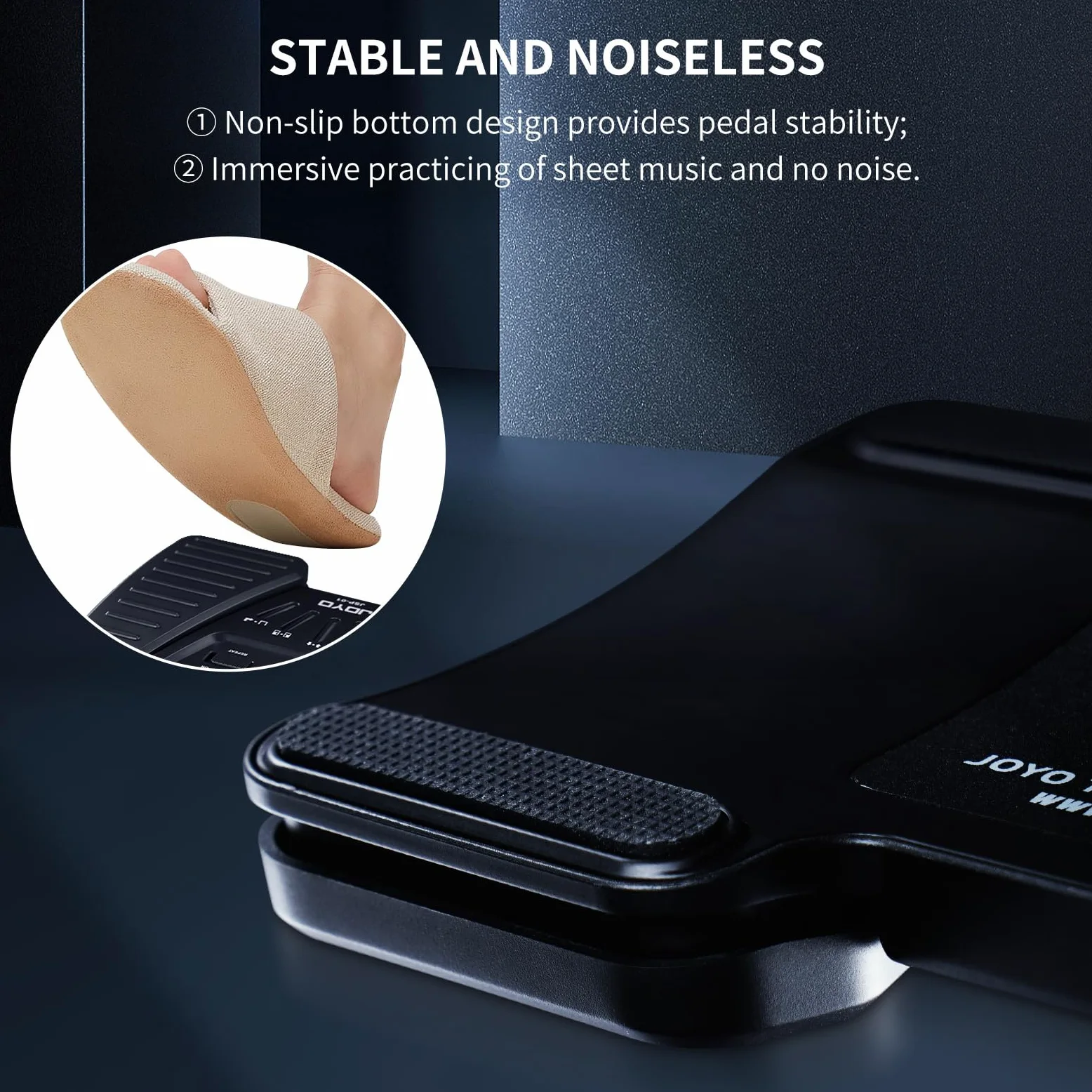 JOYO Bluetooth-Seitenwender-Pedal, wiederaufladbar, kabellos, Seitenumblätter-Fußpedal, Notenlese-Controller für Tablets, Telefone, iPad (SP-01)