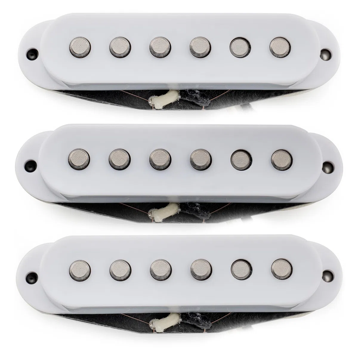 Musiclily Pro ST-50S Staggered Alnico 5 Single Coil Tonabnehmer Hals Mitte Steg Pickups Set für Strat Style E-Gitarre, Weiß