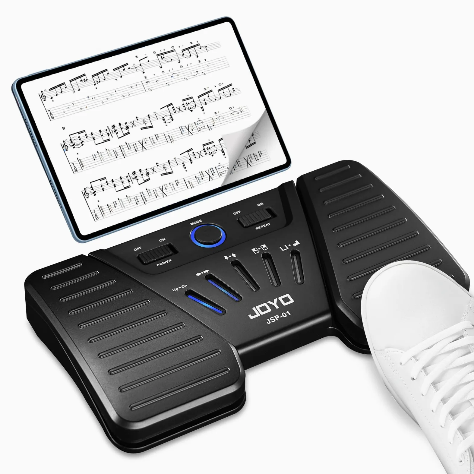 JOYO Bluetooth-Seitenwender-Pedal, wiederaufladbar, kabellos, Seitenumblätter-Fußpedal, Notenlese-Controller für Tablets, Telefone, iPad (SP-01)