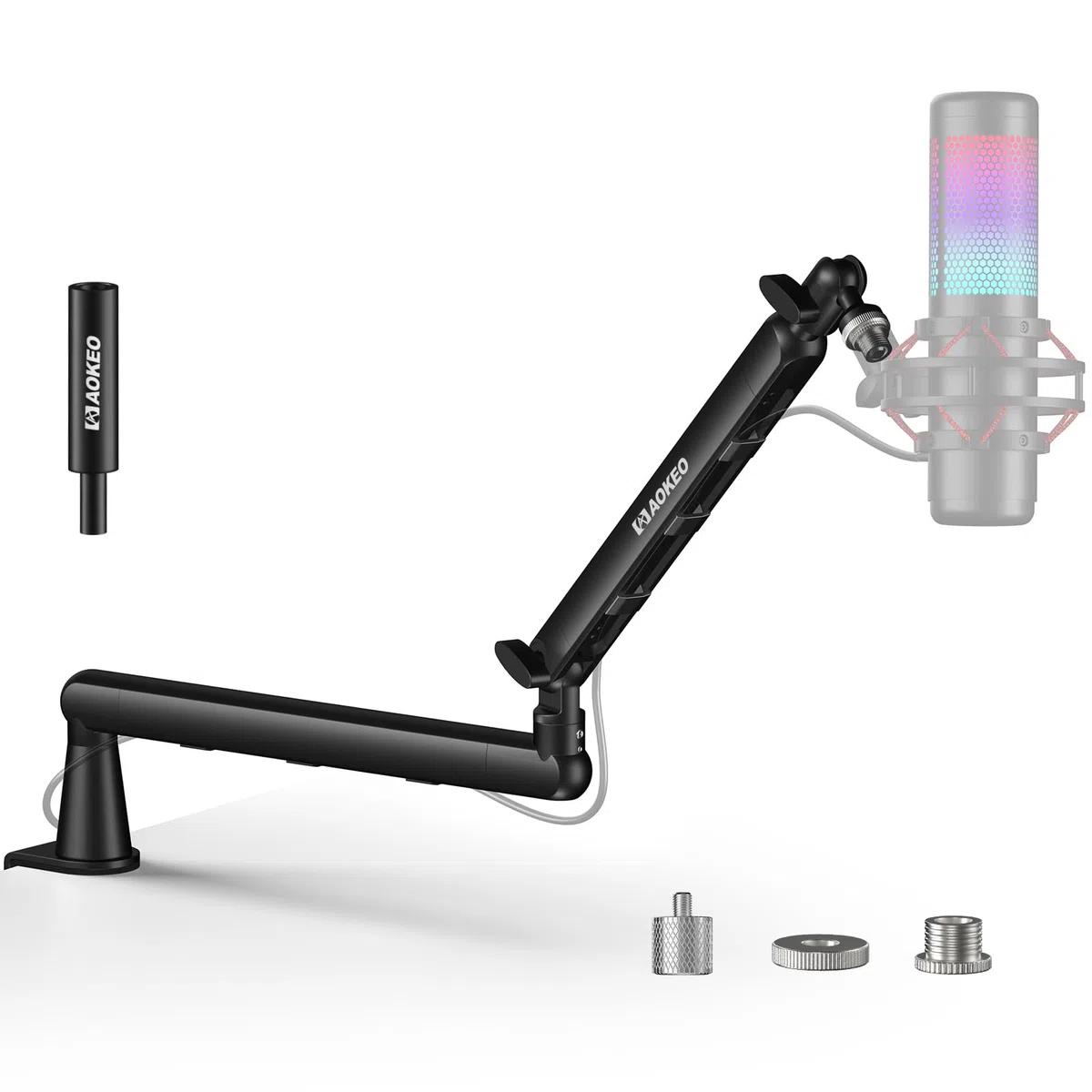 Mikrofon Arm,Aokeo AK-55 Niedriges Profil Mikrofon Ständer Arm für HyperX QuadCast,SoloCast,Elgato Wave,Shure SM7B,Blue Yeti,Blue Snowball,Broadcast,Studio Programm Aufnahme