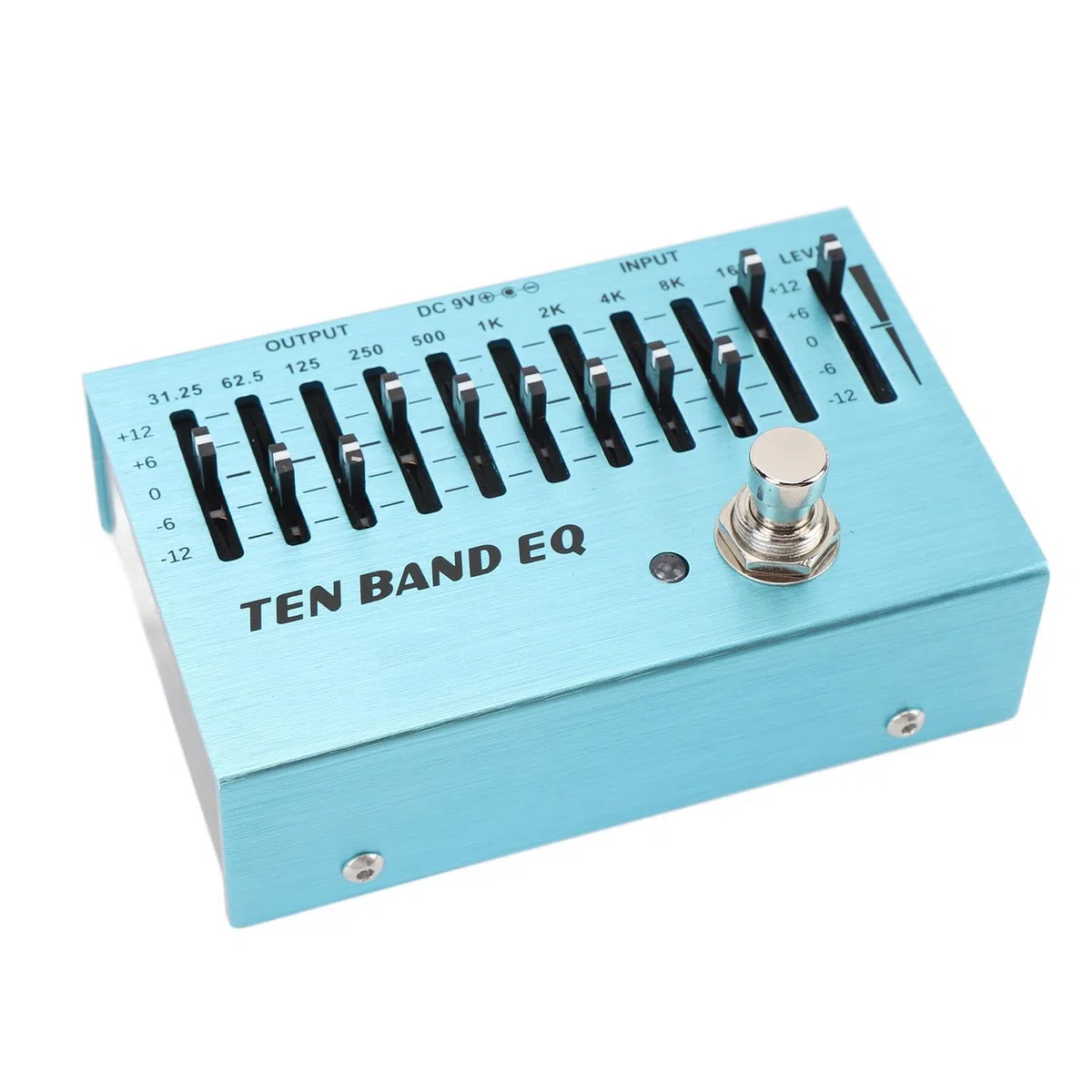10 Band EQ EQ Pedal 10 Band EQ Single Block Gitarre Bass Mini Equalizer Effektpedal mit True Bypass Aluminium Körper Band Controller DC9V