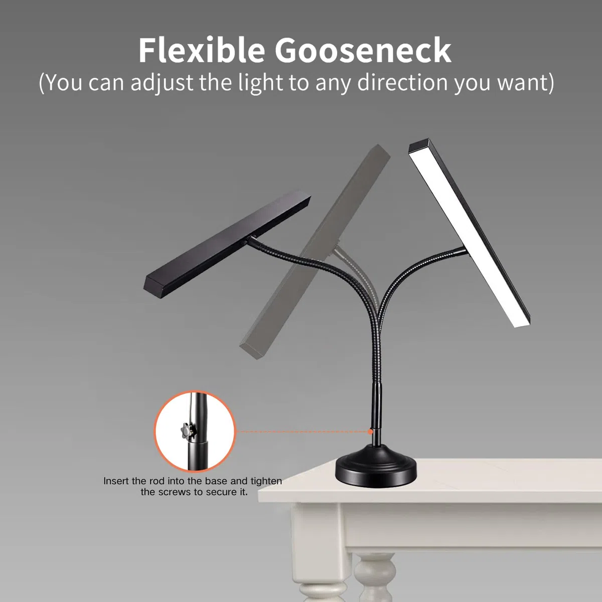 Klavierlampe, 2 in 1 Klavierleuchte LED mit Sockel & Klemme Austauschbar, Notenpultleuchte LED Schreibtischleuchten für Klavierständer, Home Office, 3 Farbmodi & 30 Helligkeitsstufen