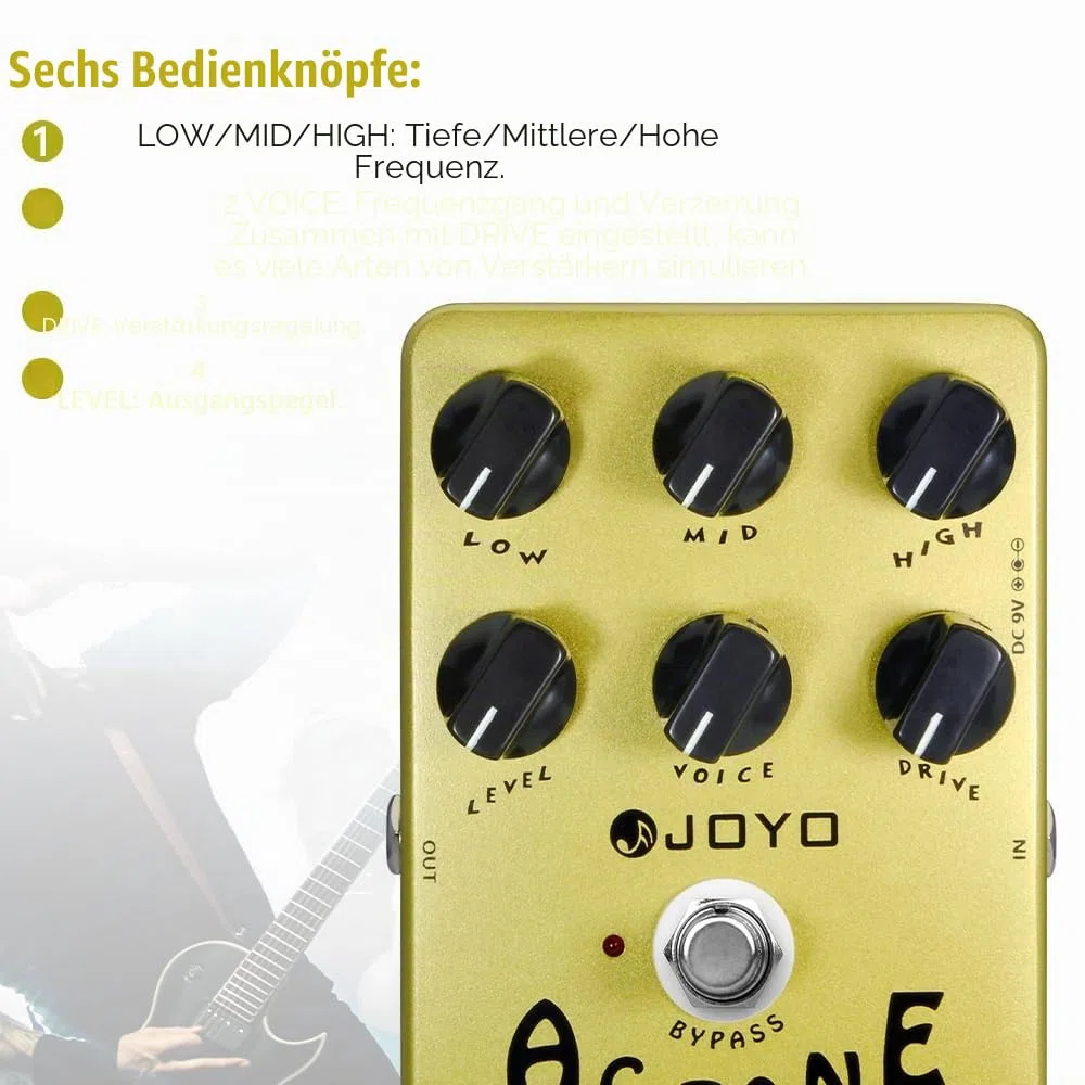JOYO AC Tone Vintage Tube Amp Simulator Pedal Britischer AC30 Rock Sound für E-Gitarre (JF-13)