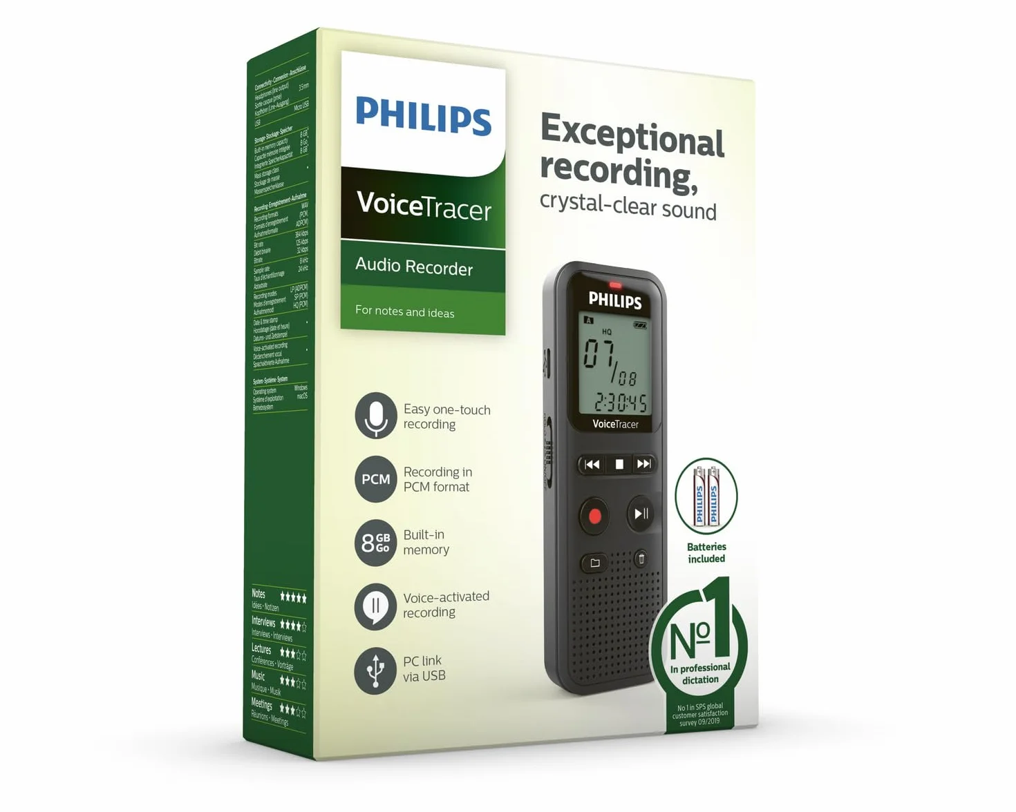 PHILIPS VoiceTracer 1160 Grabadora de Voz 8GB